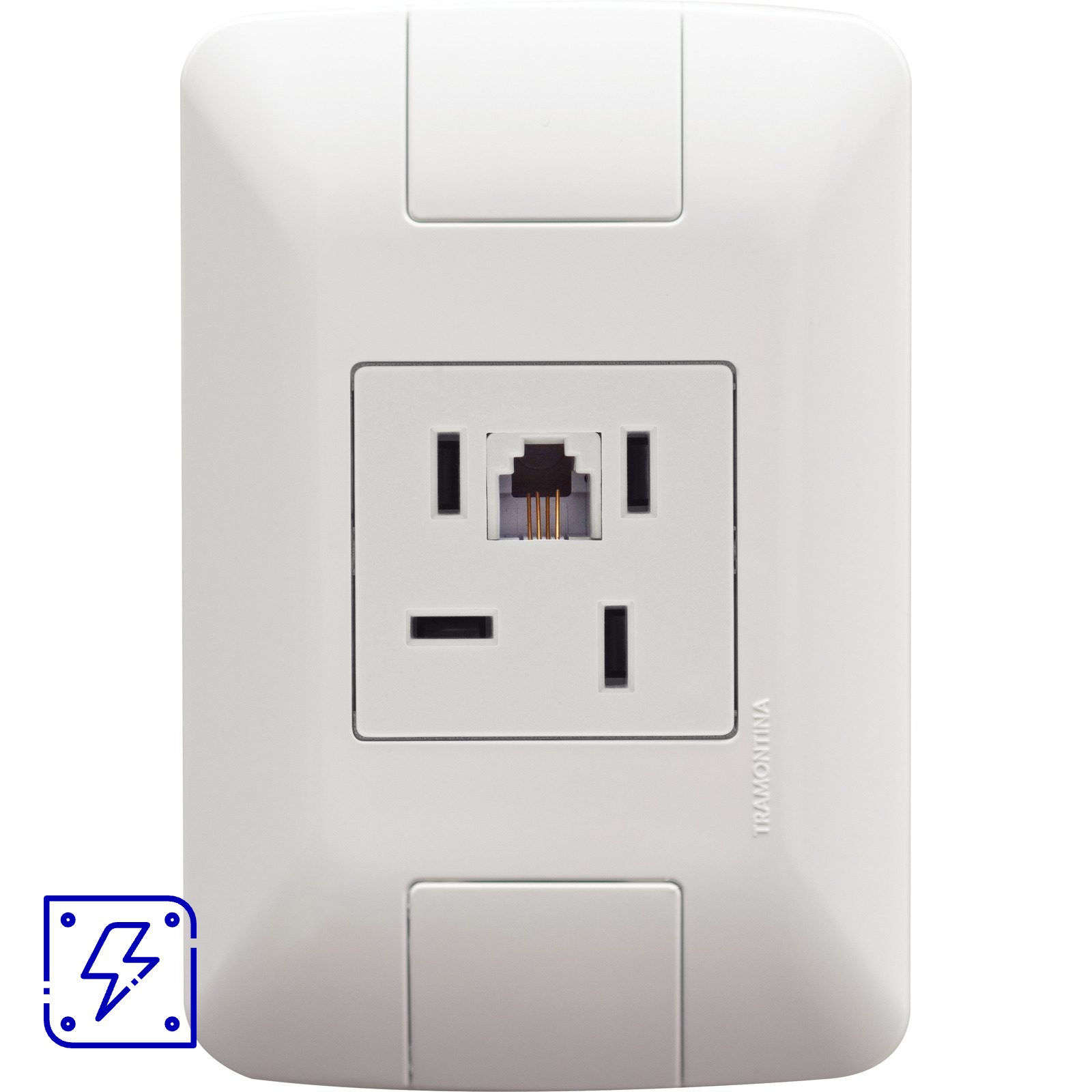 Conjunto 4x2 com 1 Tomada Telefone 4P e RJ11 Tramontina Aria Branco 1 UNIDADES EMB.MINIMA