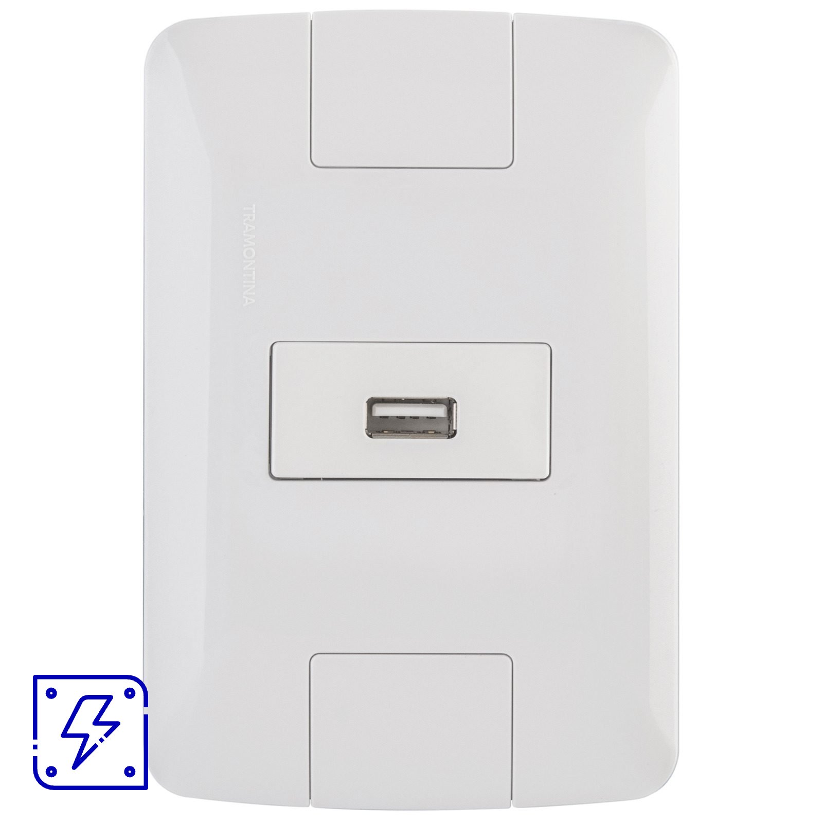 Conjunto 4x2 com 1 Tomada USB Brilho 1,5 A Bivolt Tramontina Aria Branco 20 UNIDADES EMB.MINIMA