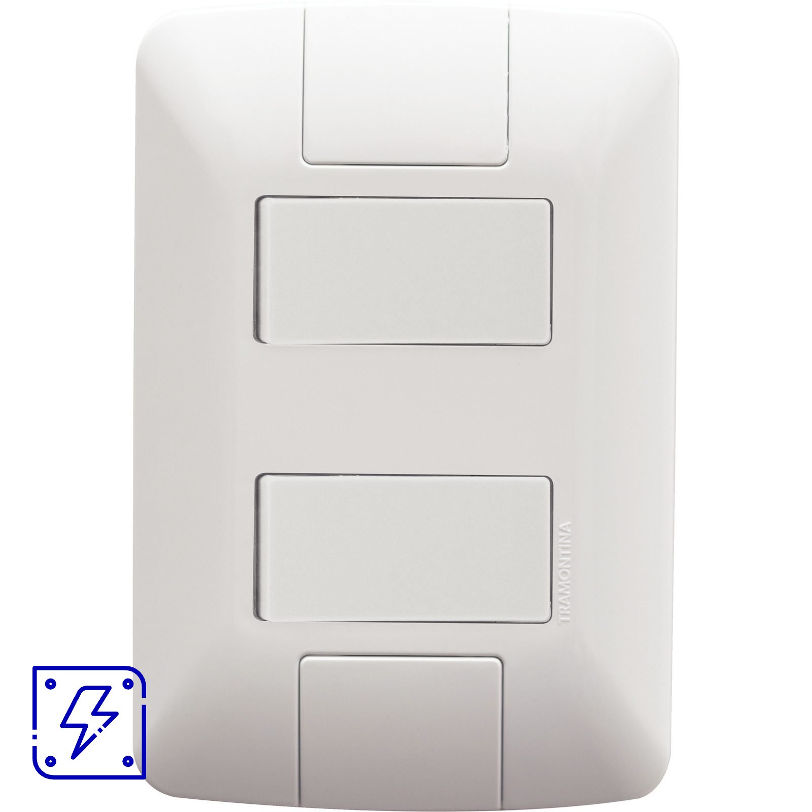 Conjunto 4x2 com 1 Interruptor Simples 6 A 250 V e 1 Interruptor Paralelo 6 A 250 V Tramontina Aria Branco 20 UNIDADES EMB.MINIMA