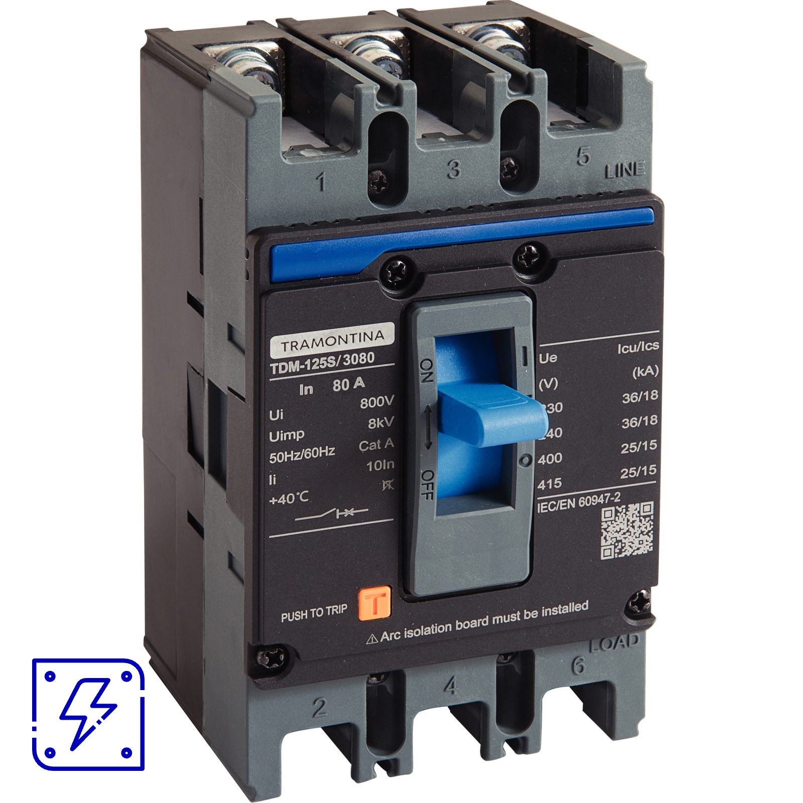 Disjuntor Caixa Moldada Tramontina TDM-125S 3P 80A 36kA 1 UNIDADES EMB.MINIMA