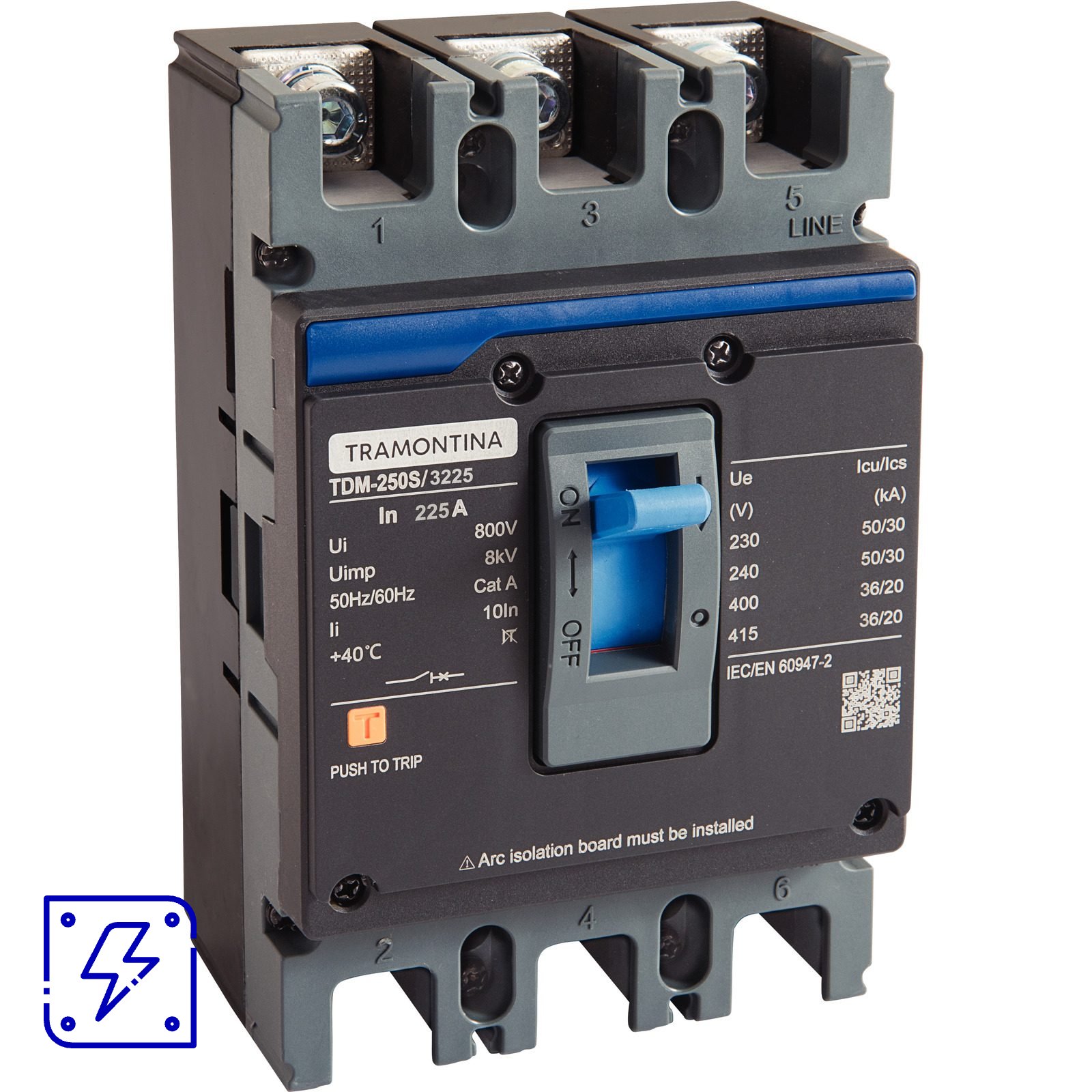 Disjuntor Caixa Moldada Tramontina TDM-250S 3P 225A 50kA 1 UNIDADES EMB.MINIMA