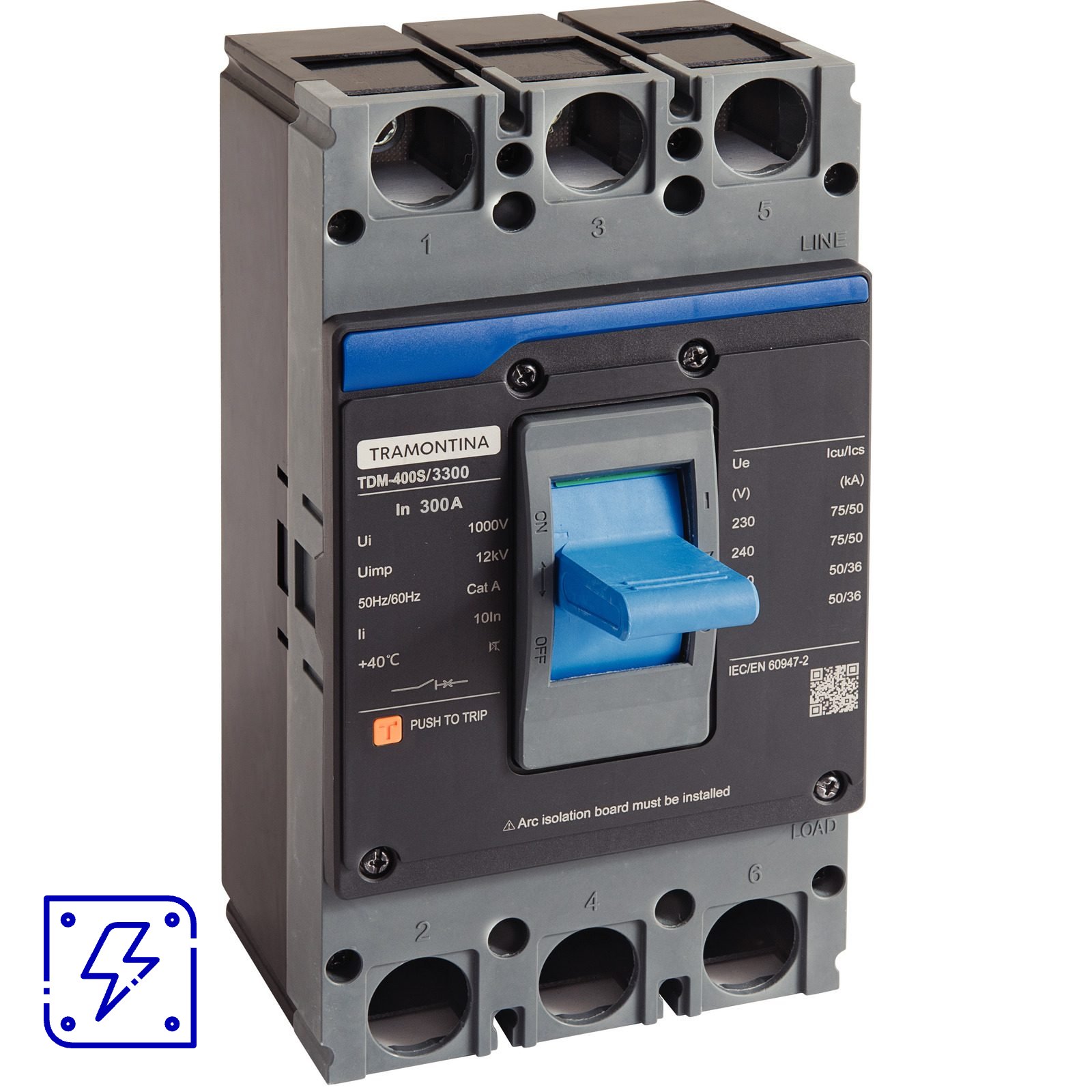 Disjuntor Caixa Moldada Tramontina TDM-400S 3P 300A 75kA 1 UNIDADES EMB.MINIMA