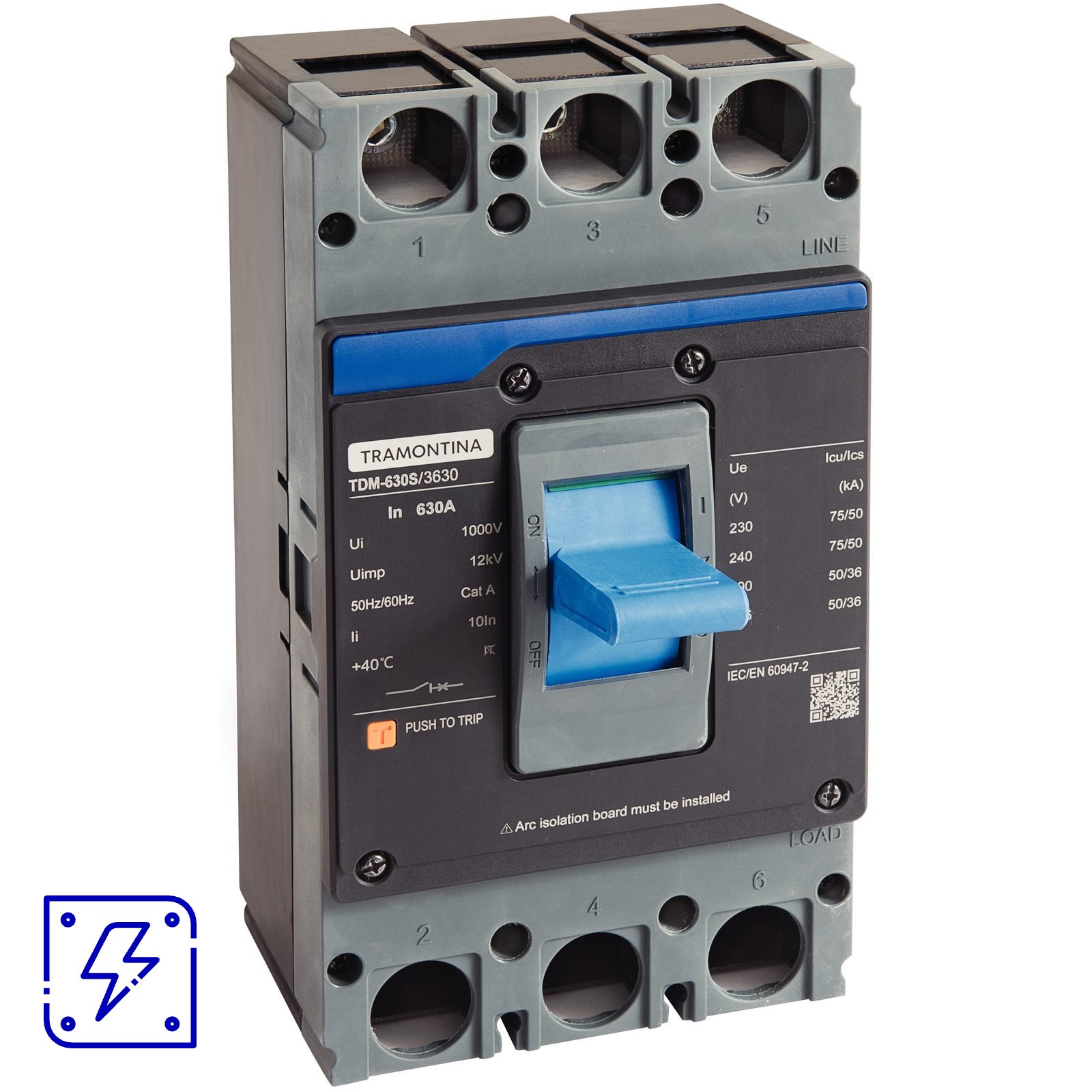 Disjuntor Caixa Moldada Tramontina TDM-630S 3P 630A 75kA 1 UNIDADES EMB.MINIMA