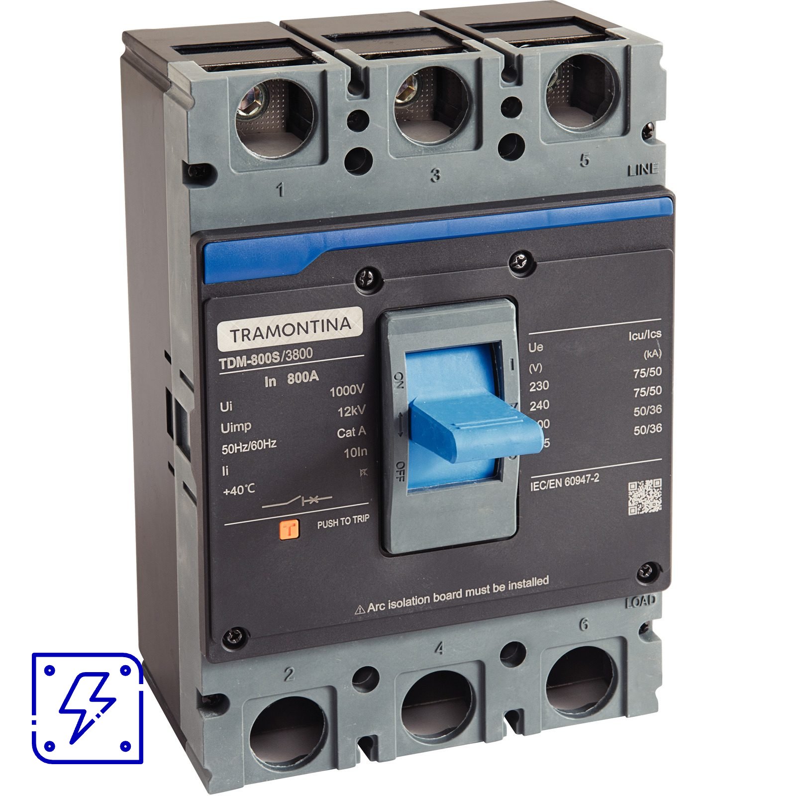 Disjuntor Caixa Moldada Tramontina TDM-800S 3P 800A 75kA 1 UNIDADES EMB.MINIMA