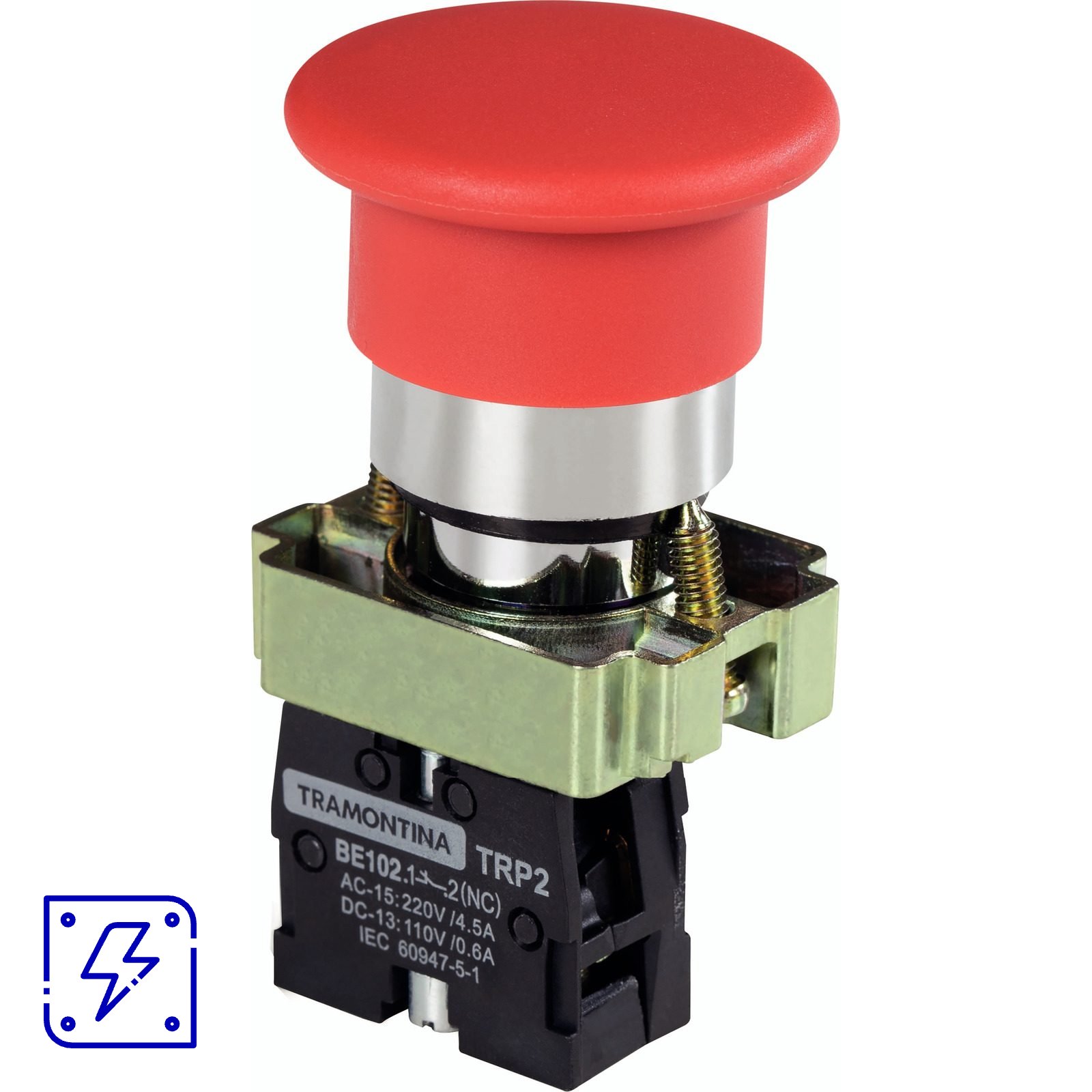 Botão Cogumelo Tramontina TRP2-BC42 1NF Vermelho com Base de Metal 10 UNIDADES EMB.MINIMA