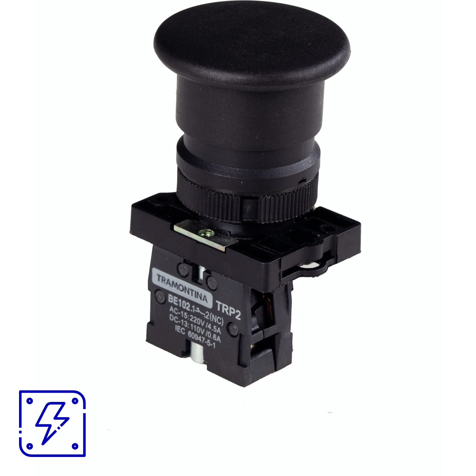 Botão Cogumelo Tramontina TRP2-EC22 1NF Preto com Base de Plástico 10 UNIDADES EMB.MINIMA