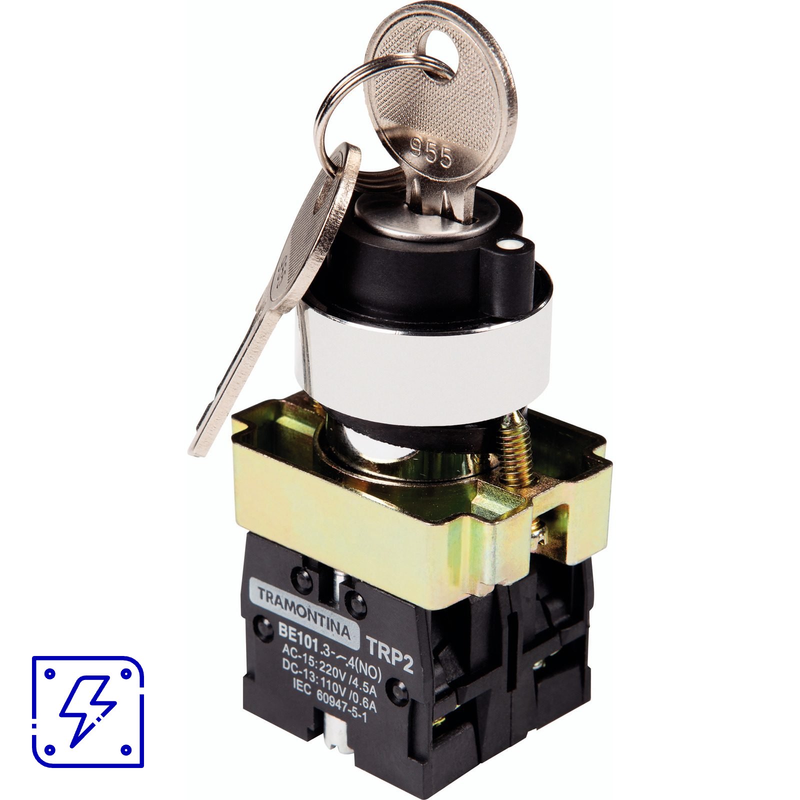 Botão Seletor com Chave Tramontina TRP2-BG33 2NA 3 Posições com Base de Metal 10 UNIDADES EMB.MINIMA