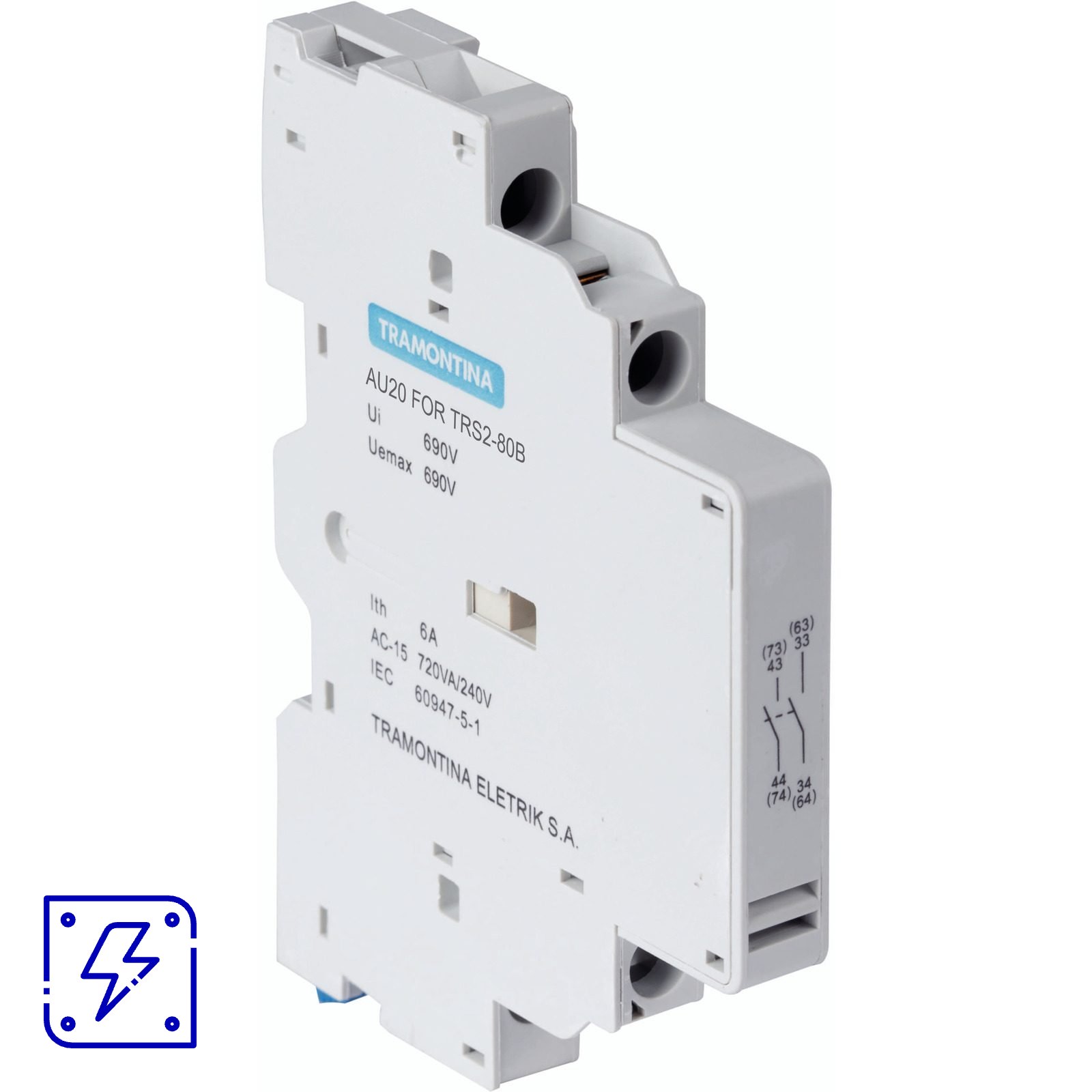 Contato Lateral Tramontina AU20 para Disjuntor Motor TRS2-80B 2 UNIDADES EMB.MINIMA