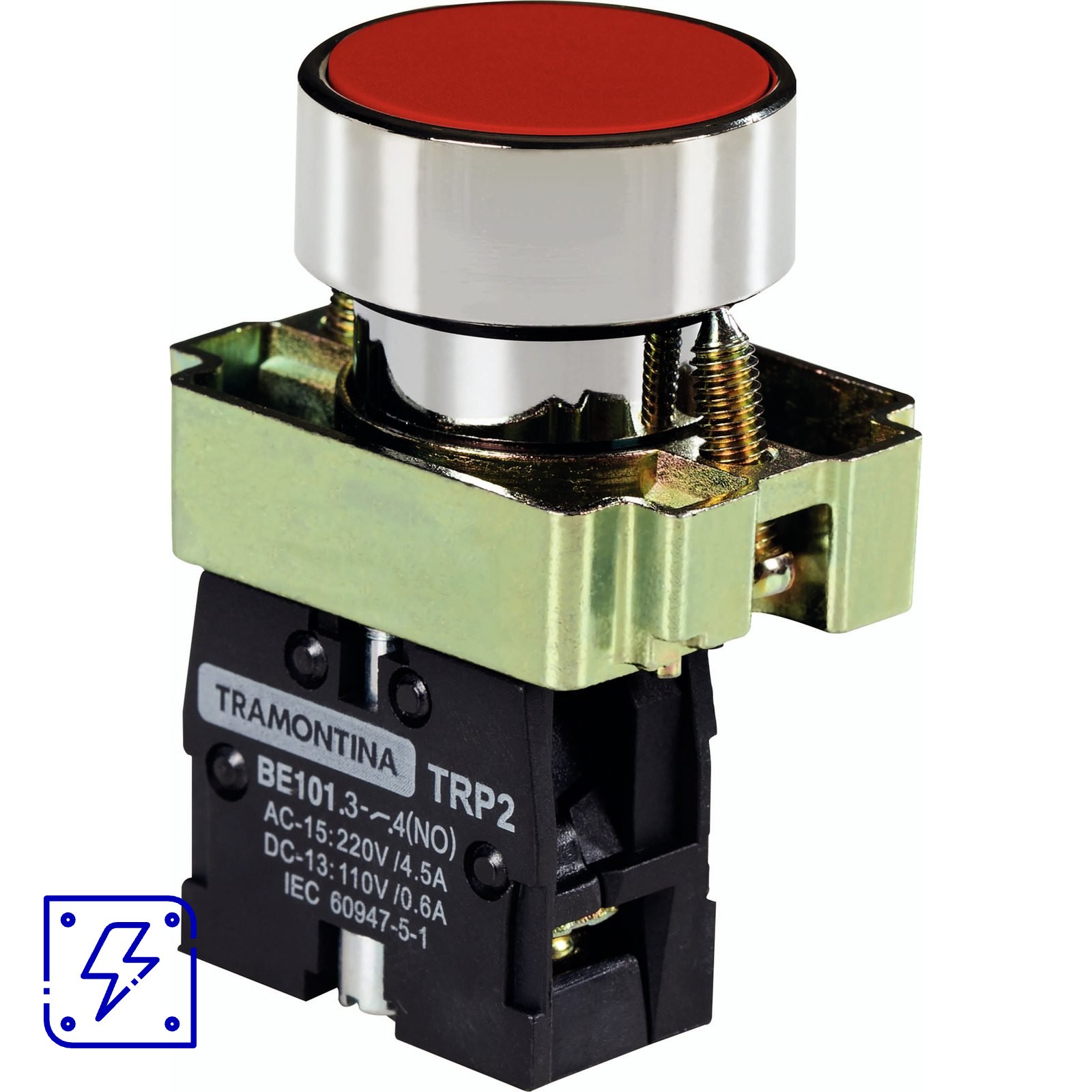 Botão de Impulso Tramontina TRP2-BA41 1NA Vermelho com Base de Metal 10 UNIDADES EMB.MINIMA