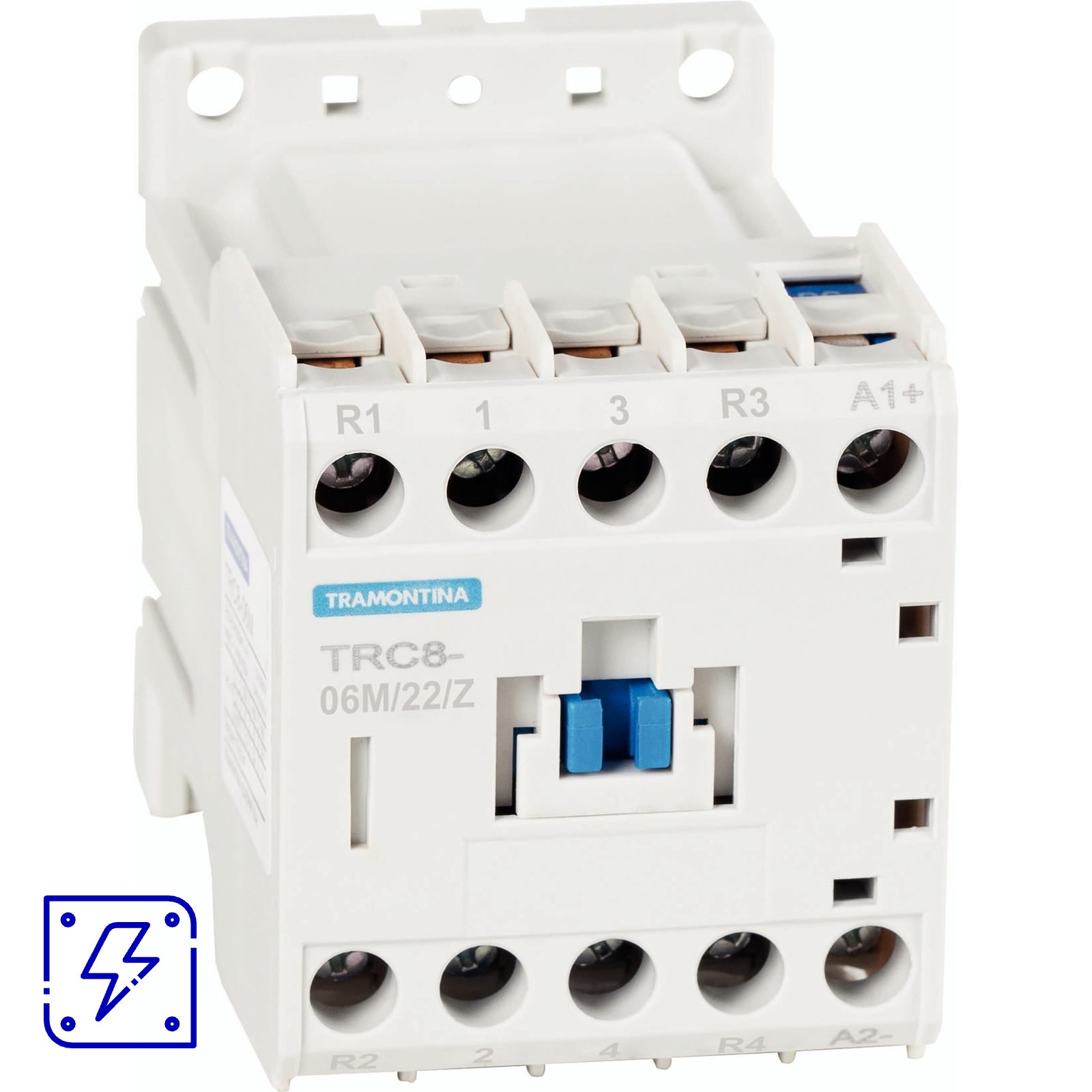 Mini Contator Tripolar Tramontina TRC 8-06M22/Z 6 A 24 Vcc 2NA+2NF 1 UNIDADES EMB.MINIMA