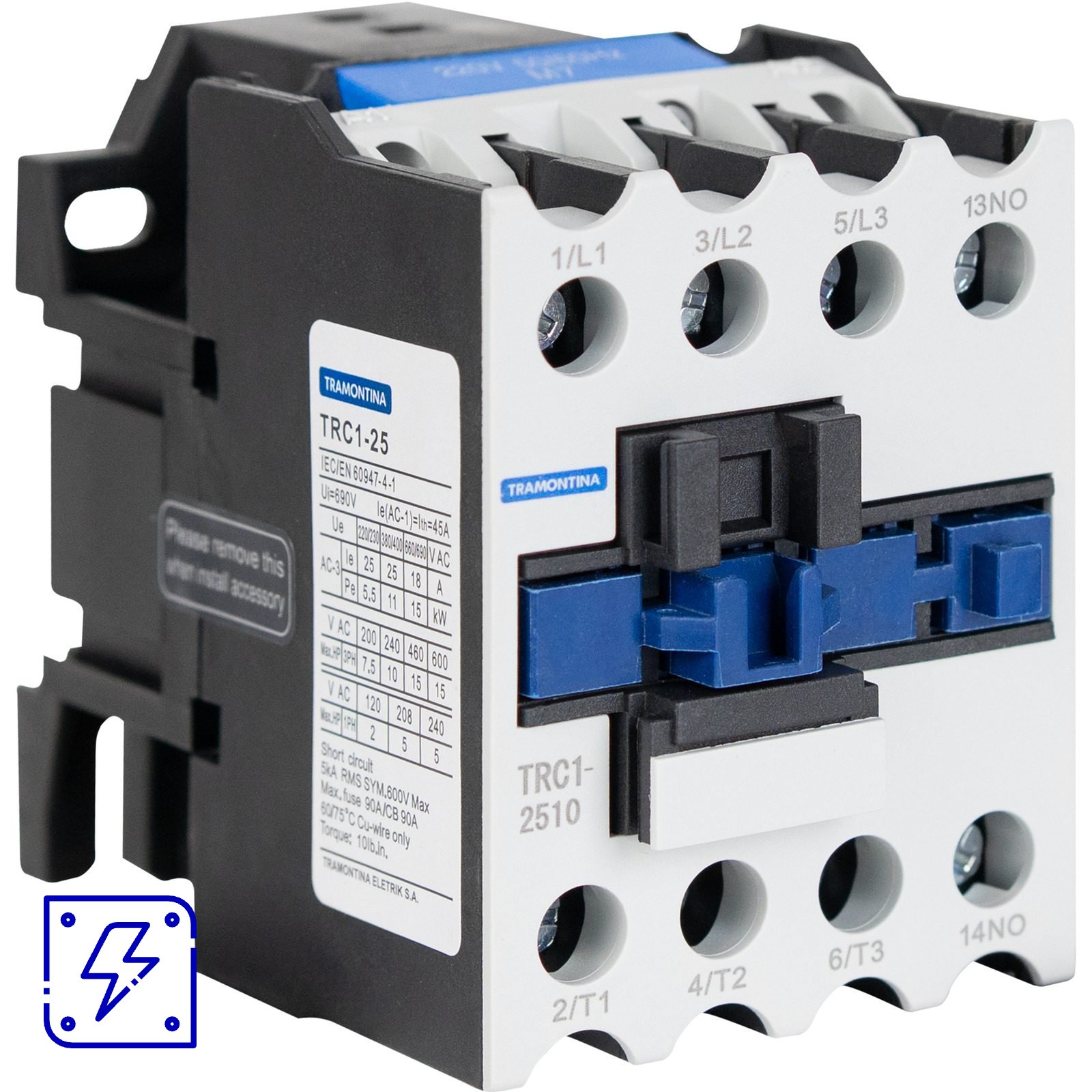 Contator Tripolar Tramontina TRC1-2510 25 A 220 Vca 1NA 1 UNIDADES EMB.MINIMA