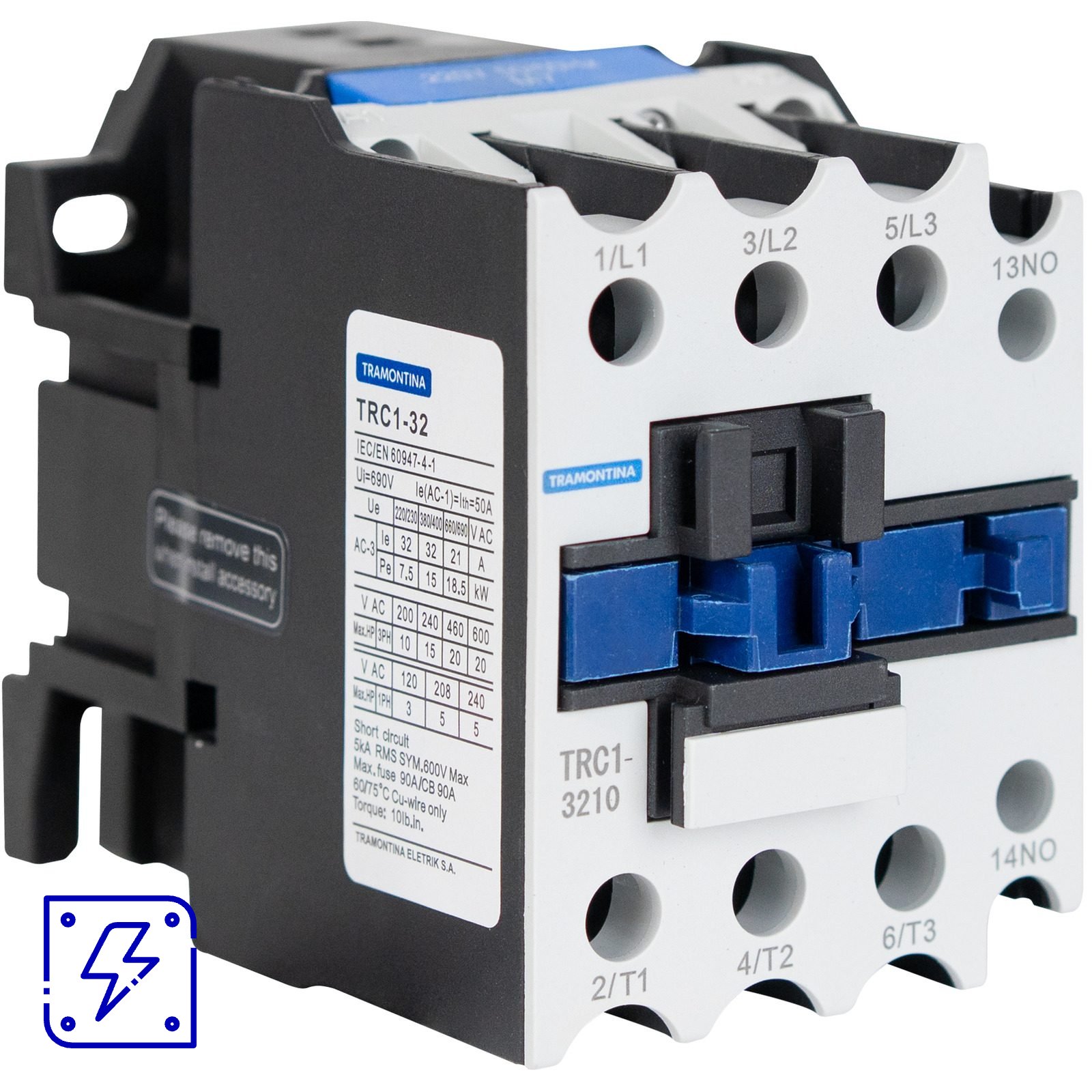 Contator Tripolar Tramontina TRC1-3210 32 A 220 Vca 1NA 1 UNIDADES EMB.MINIMA