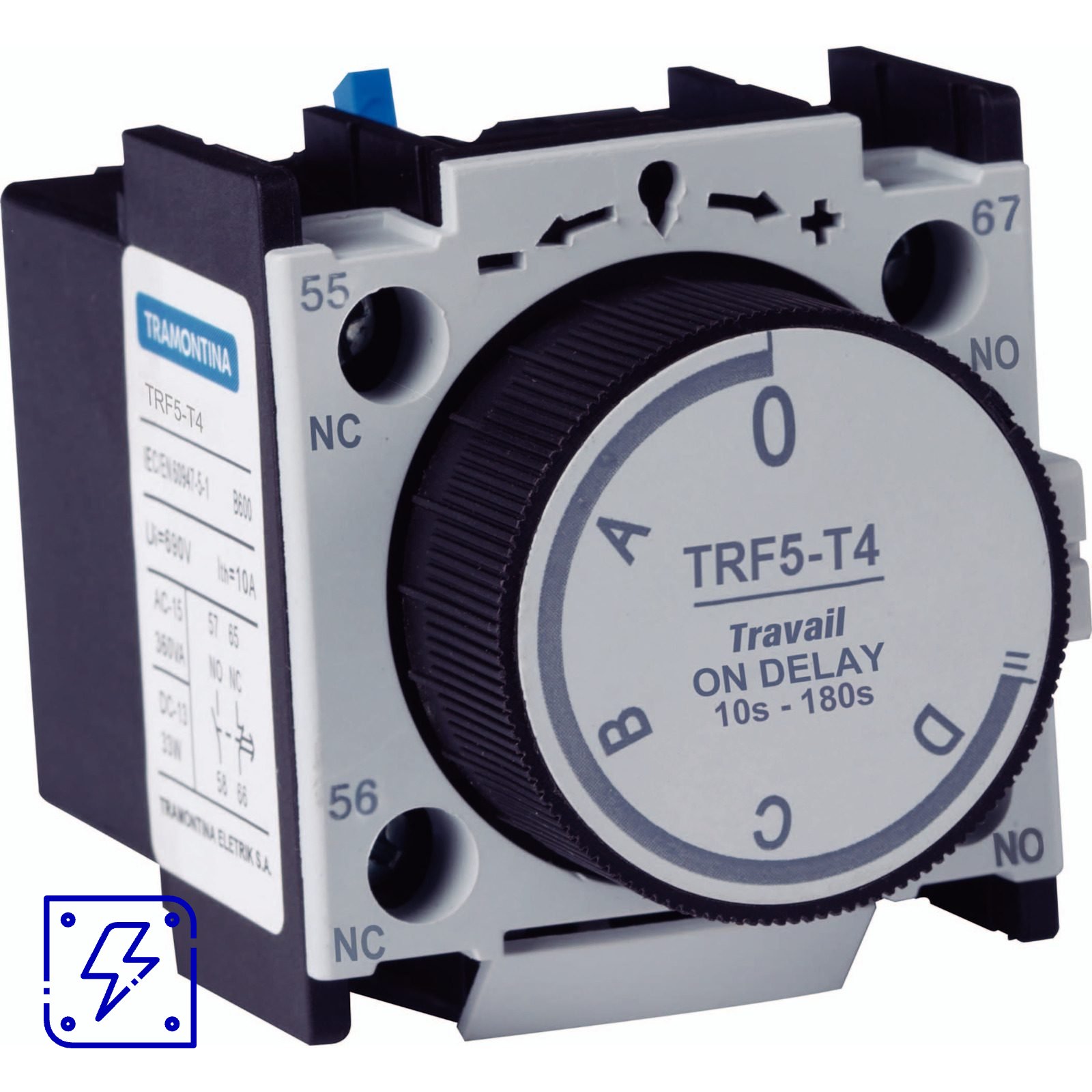 Bloco de Contato Temporizado Tramontina On Delay TRF5-T4 - 10 a 180s - 1NA+1NF 1 UNIDADES EMB.MINIMA