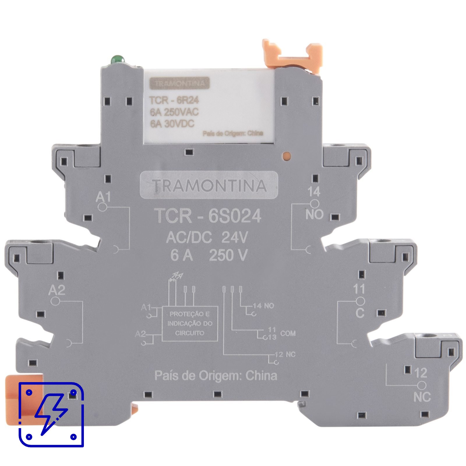 Relé de Interface Tramontina com Base Parafuso 24V AC/DC 6A 20 UNIDADES EMB.MINIMA