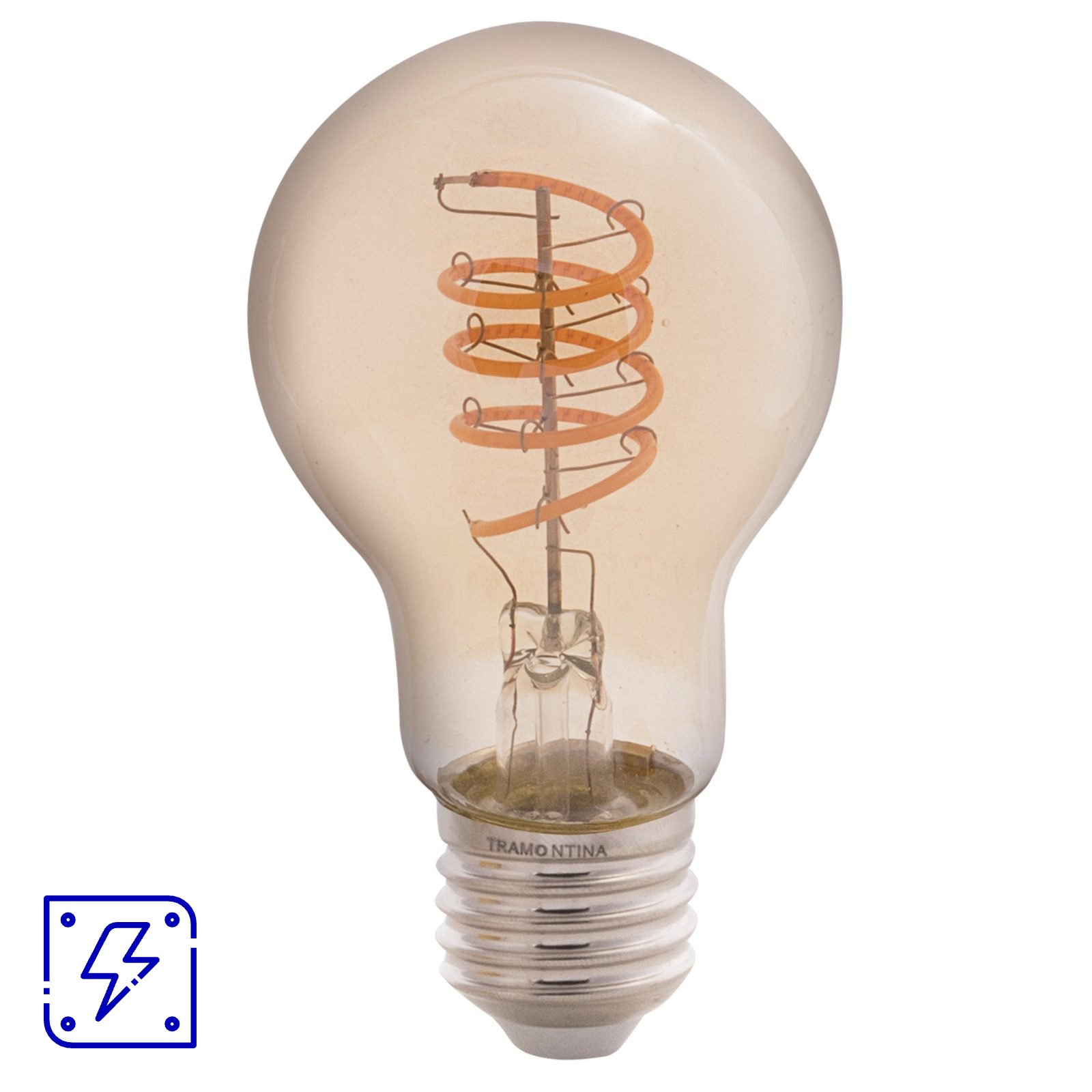 Lâmpada LED de Filamento Espiral Tramontina A60 4 W 2200 K Luz Amarela Âmbar 20 UNIDADES EMB.MINIMA