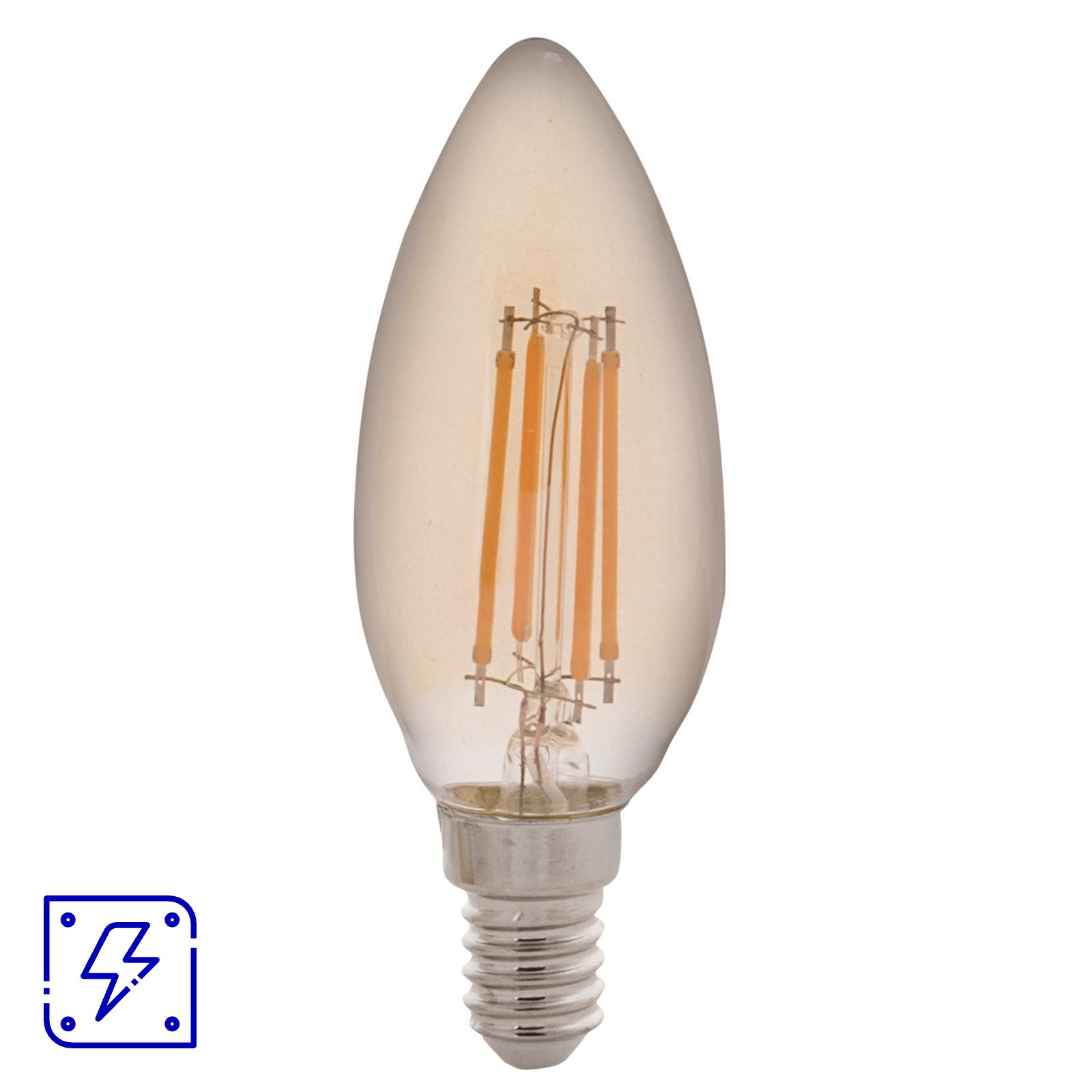 Lâmpada LED de Filamento Vela Tramontina C35 Base E14 4 W 2200 K Luz Amarela Âmbar 50 UNIDADES EMB.MINIMA