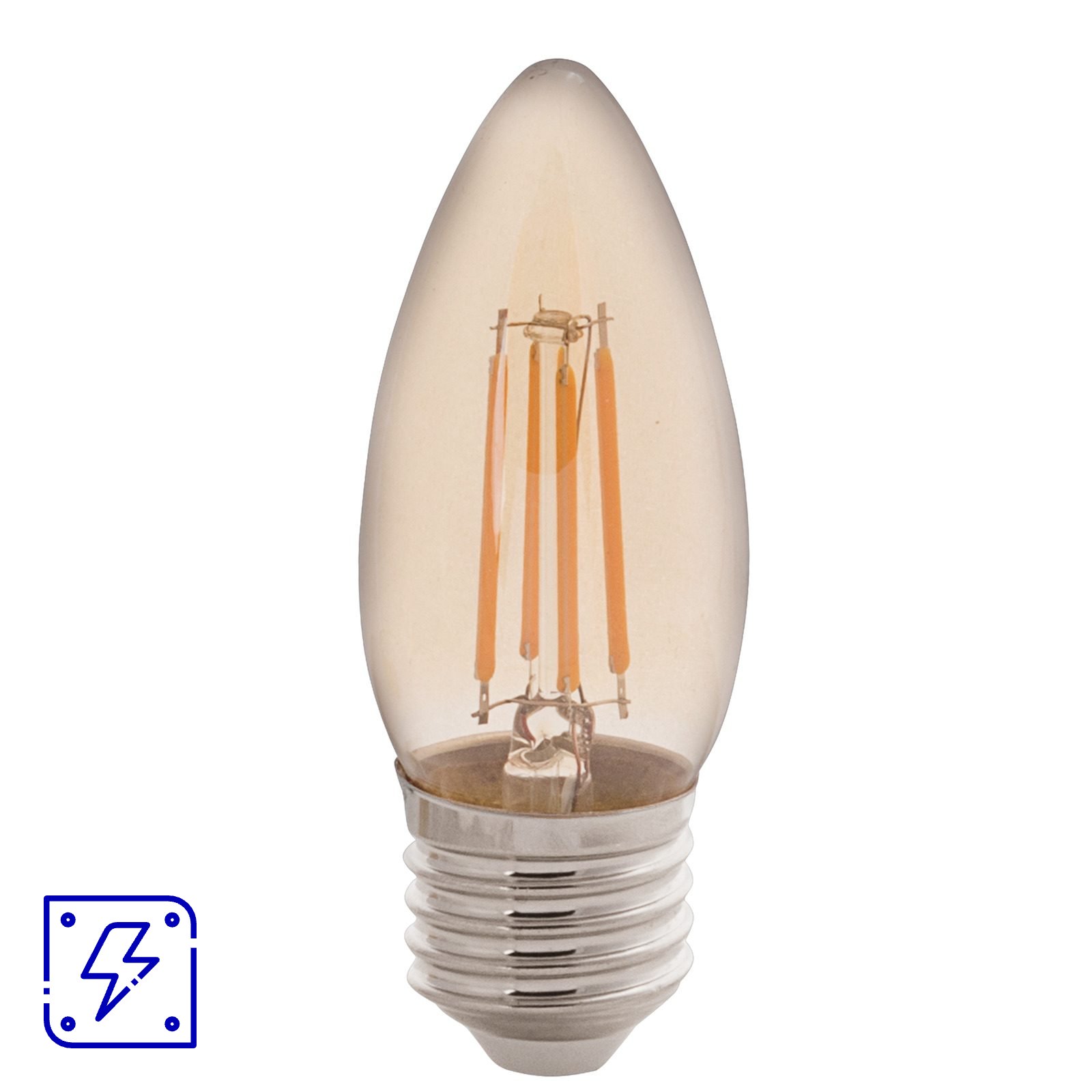Lâmpada LED de Filamento Vela Tramontina C35 Base E27 4 W 2200 K Luz Amarela Âmbar 50 UNIDADES EMB.MINIMA