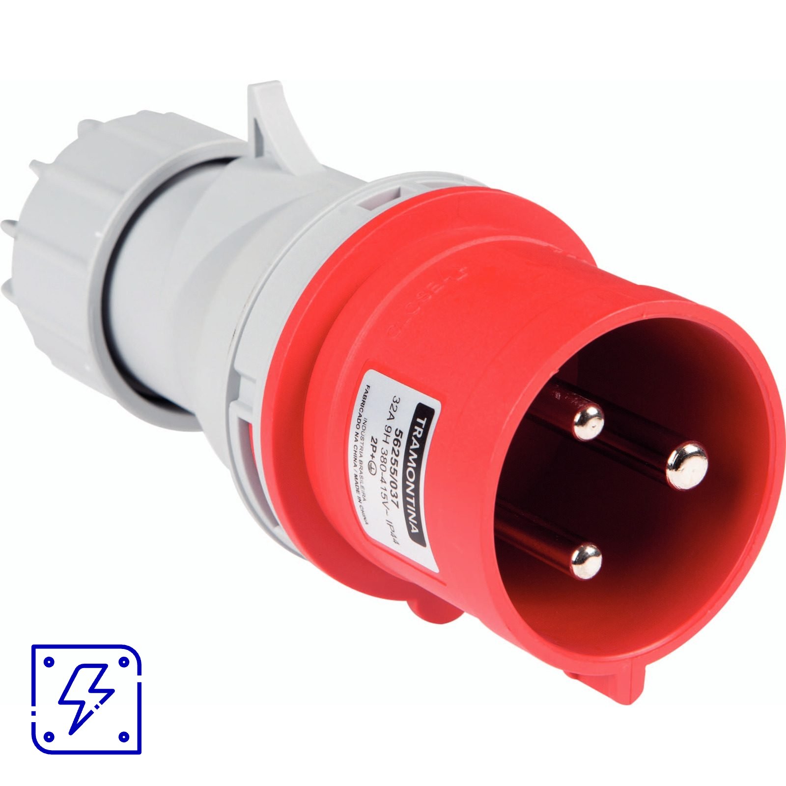 Plugue Móvel Industrial 2P+T 32 A 380-415 Vca 9 H Tramontina 10 UNIDADES EMB.MINIMA