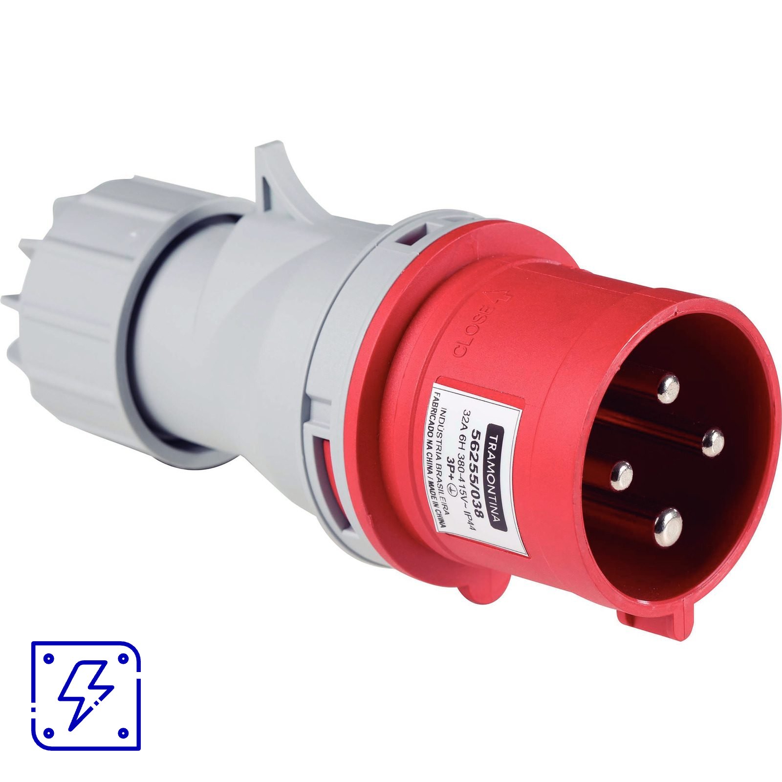 Plugue Móvel Industrial 3P+T 32 A 380-415 Vca 6 H Tramontina 10 UNIDADES EMB.MINIMA