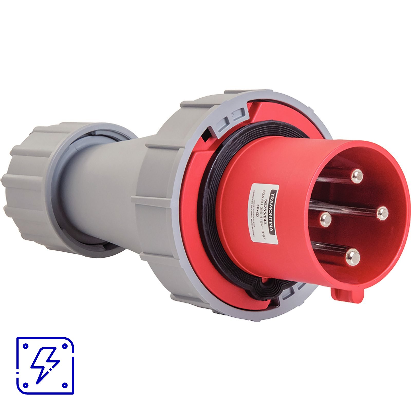 Plugue Móvel Industrial 3P+T 63 A 380-415 Vca 6 H Tramontina 1 UNIDADES EMB.MINIMA