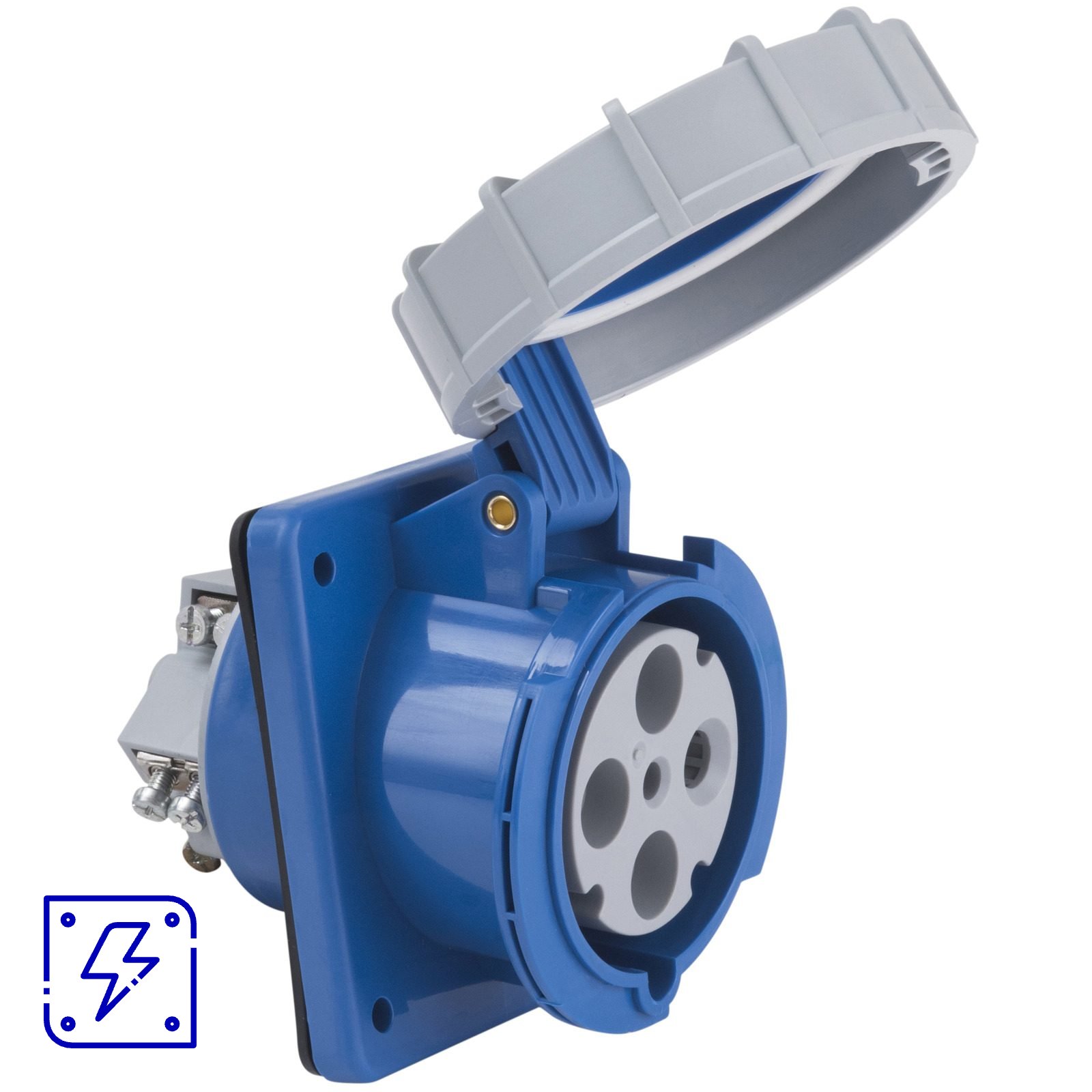 Tomada de Embutir Tramontina 3P+T 63 A 220-250 V 09h IP67 2 UNIDADES EMB.MINIMA