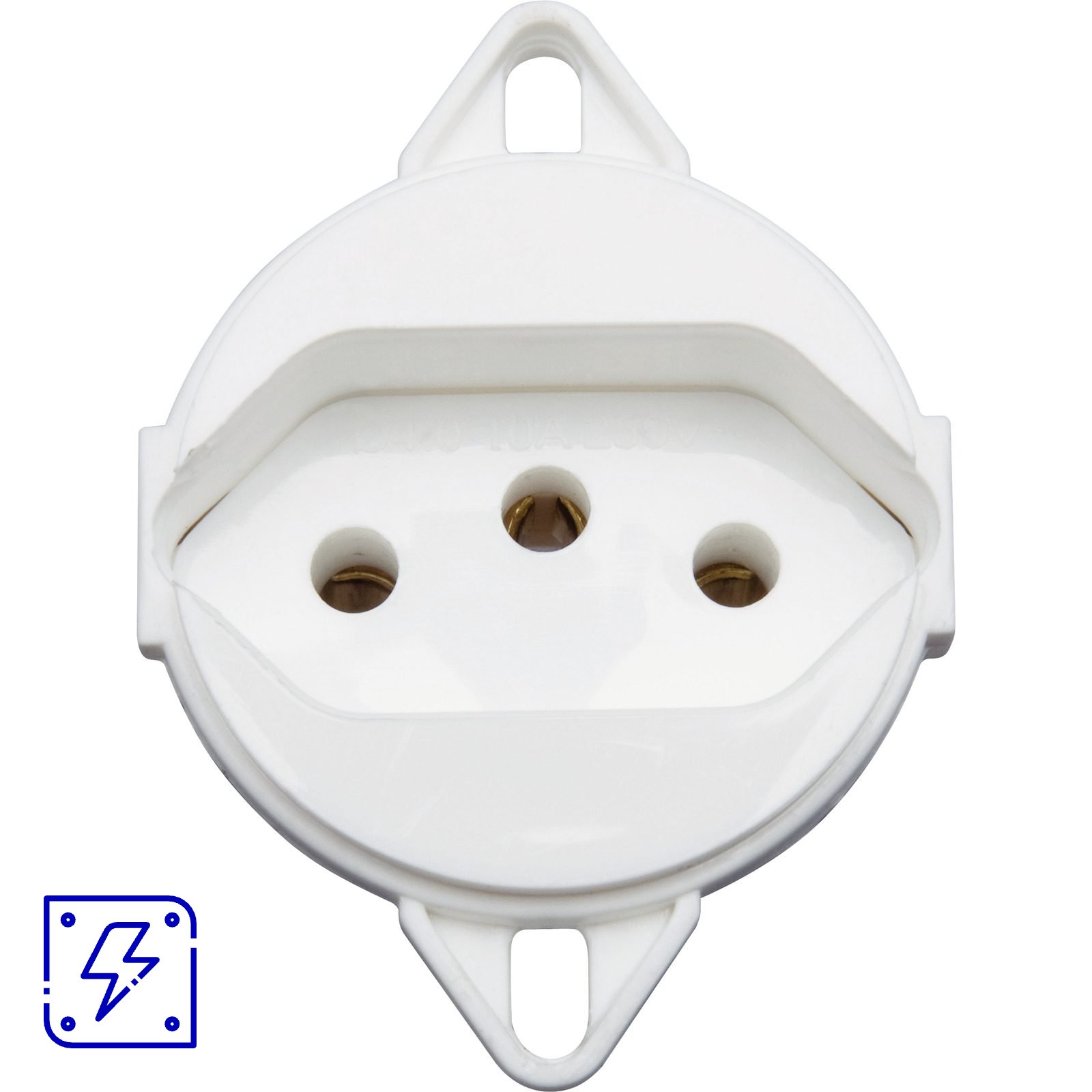 Tomada 2P+T para Tampa de Piso Tramontina 20 A 250 V Branca 20 UNIDADES EMB.MINIMA