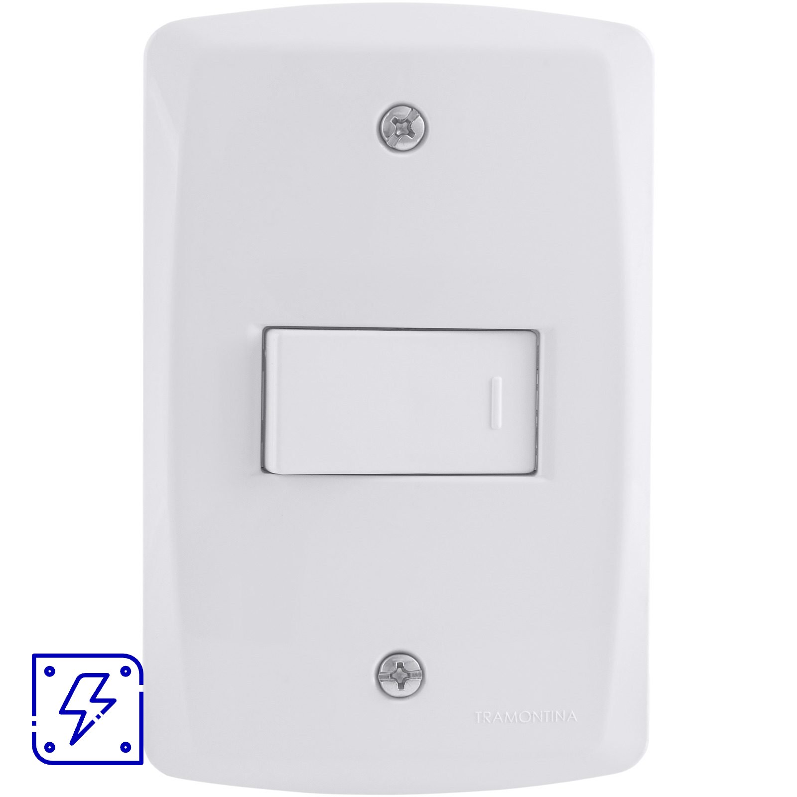 Conjunto 4x2 com 1 Interruptor Simples 10 A 250 V Horizontal Tramontina Lux2 Branco 10 UNIDADES EMB.MINIMA