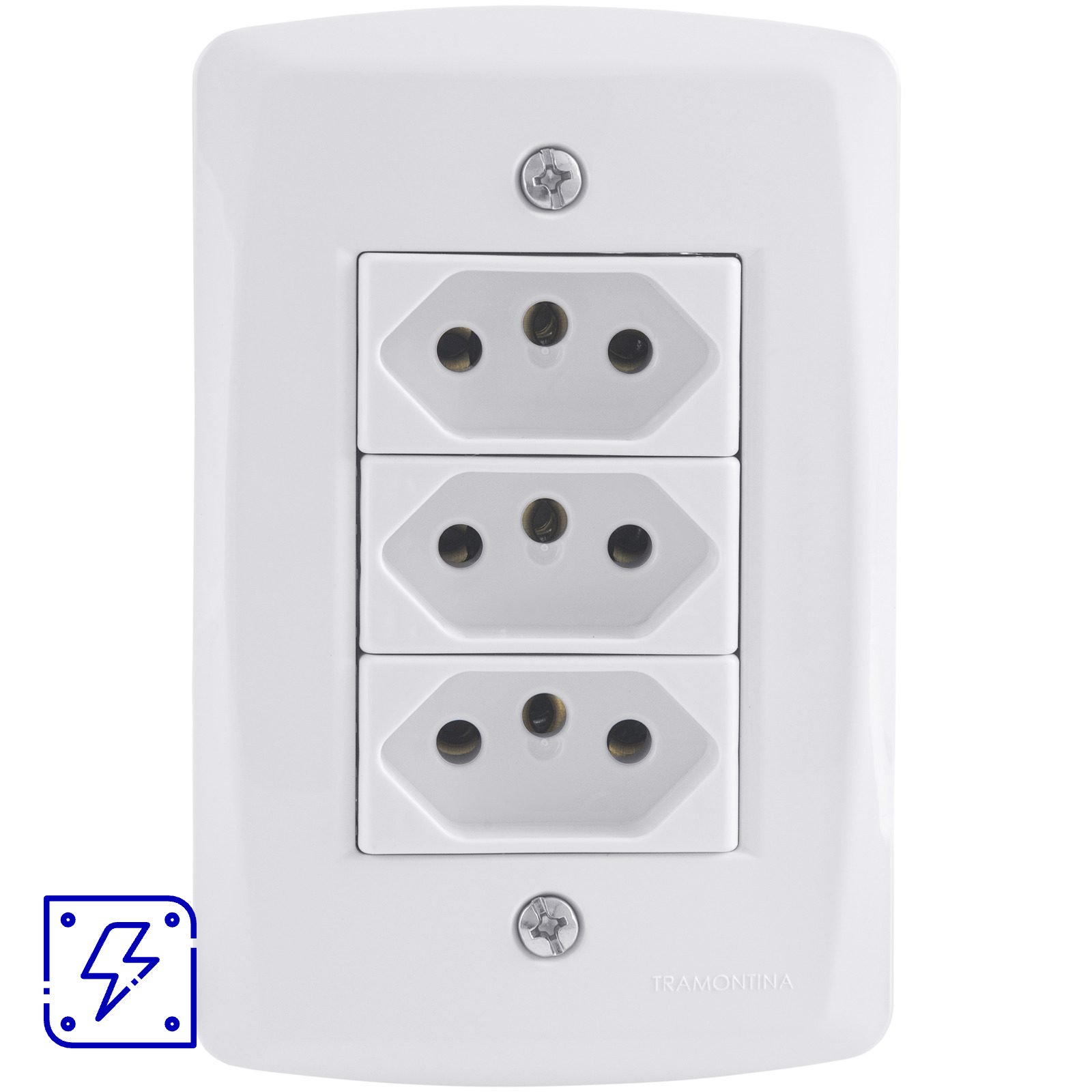 Conjunto 4x2 com 3 Tomadas 2P+T 20 A 250 V Tramontina Lux2 Branco 10 UNIDADES EMB.MINIMA