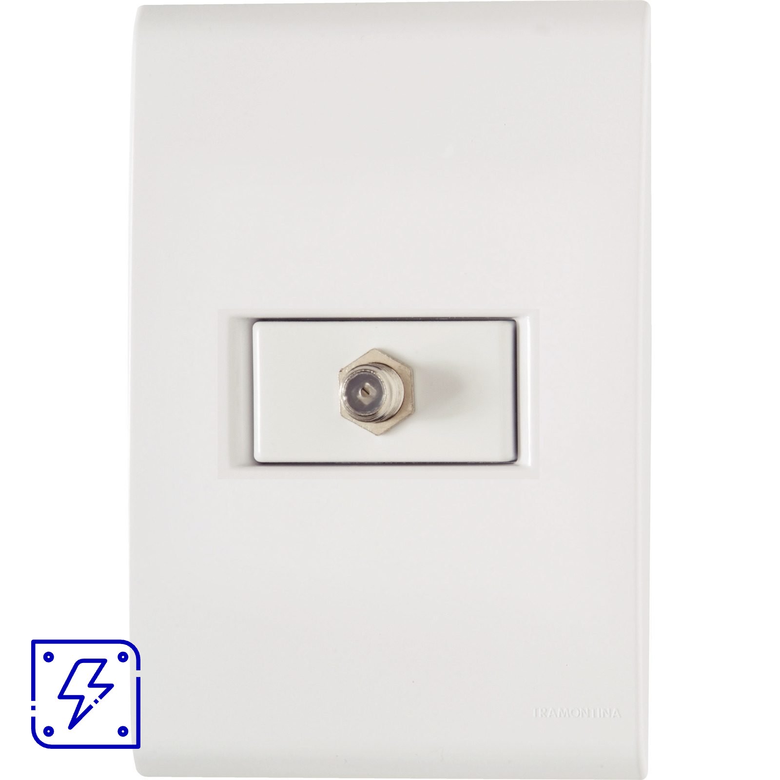 Conjunto 4x2 com 1 Tomada TV/SAT Coaxial Tramontina Liz Branco 10 UNIDADES EMB.MINIMA