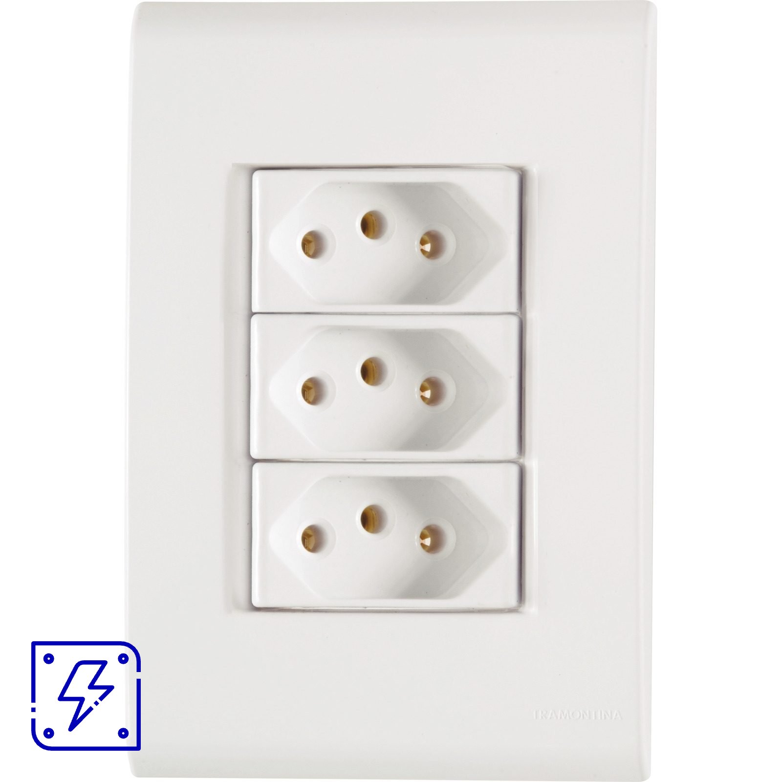Conjunto 4x2 com 3 Tomadas 2P+T 20 A 250 V Tramontina Liz Branco 10 UNIDADES EMB.MINIMA