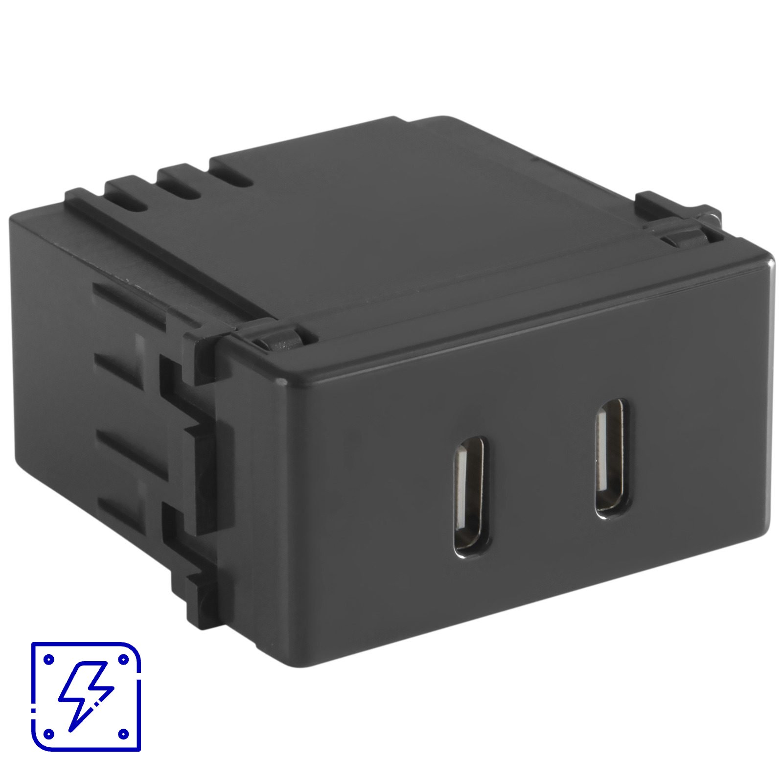 Módulo 2 Tomadas USB-C 2 A Bivolt Tramontina Grafite 5 UNIDADES EMB.MINIMA