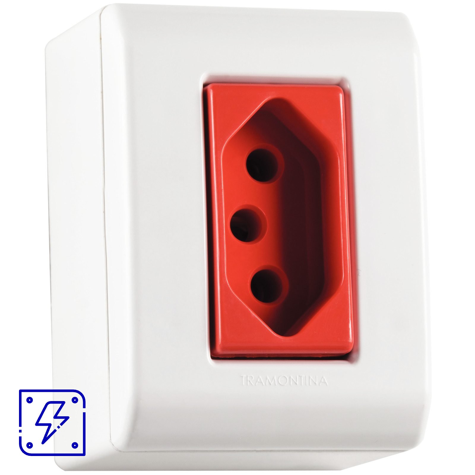 Caixa de Sobrepor com 1 Tomada 2P+T 20 A 250 V Tramontina Lizflex com Vermelha e Branca 10 UNIDADES EMB.MINIMA