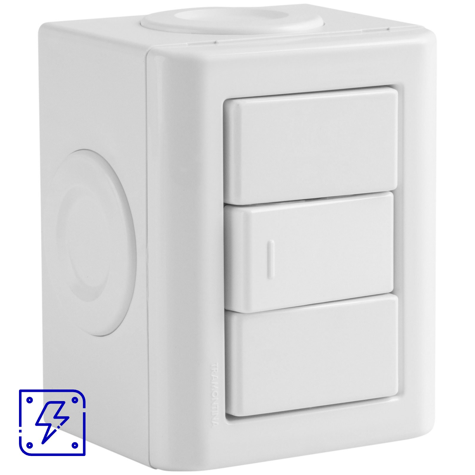 Conjunto Lizflex multiuso X branco c/1 interruptor simples 10A/250V Branco +3 Tampões 12 UNIDADES EMB.MINIMA