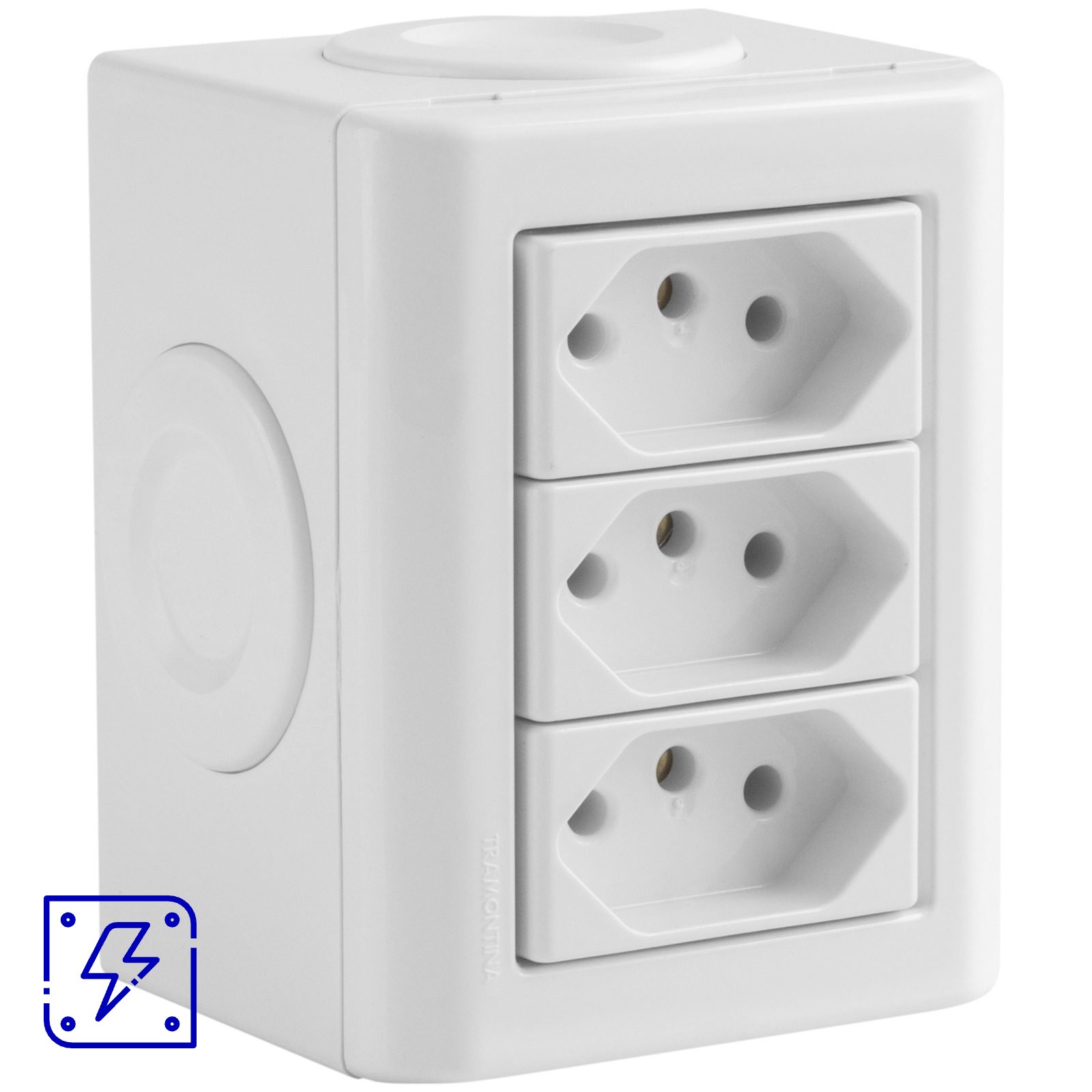 Conjunto Lizflex multiuso X branco c/3 tomadas 2P+T 10A/250V brancas + 3 tampoes 12 UNIDADES EMB.MINIMA