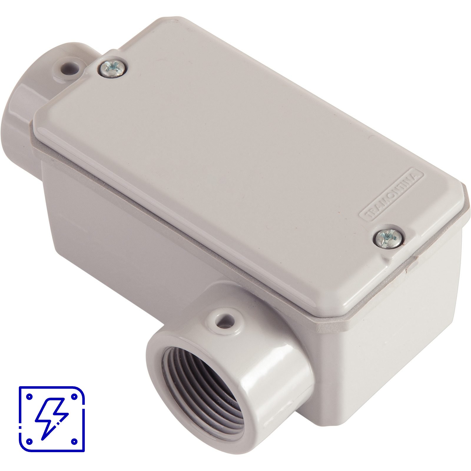 Condulete Fixo Tramontina Tipo LL Rosca NPT 1/2" Com Tampa Pintura Cinza IP54 12 UNIDADES EMB.MINIMA