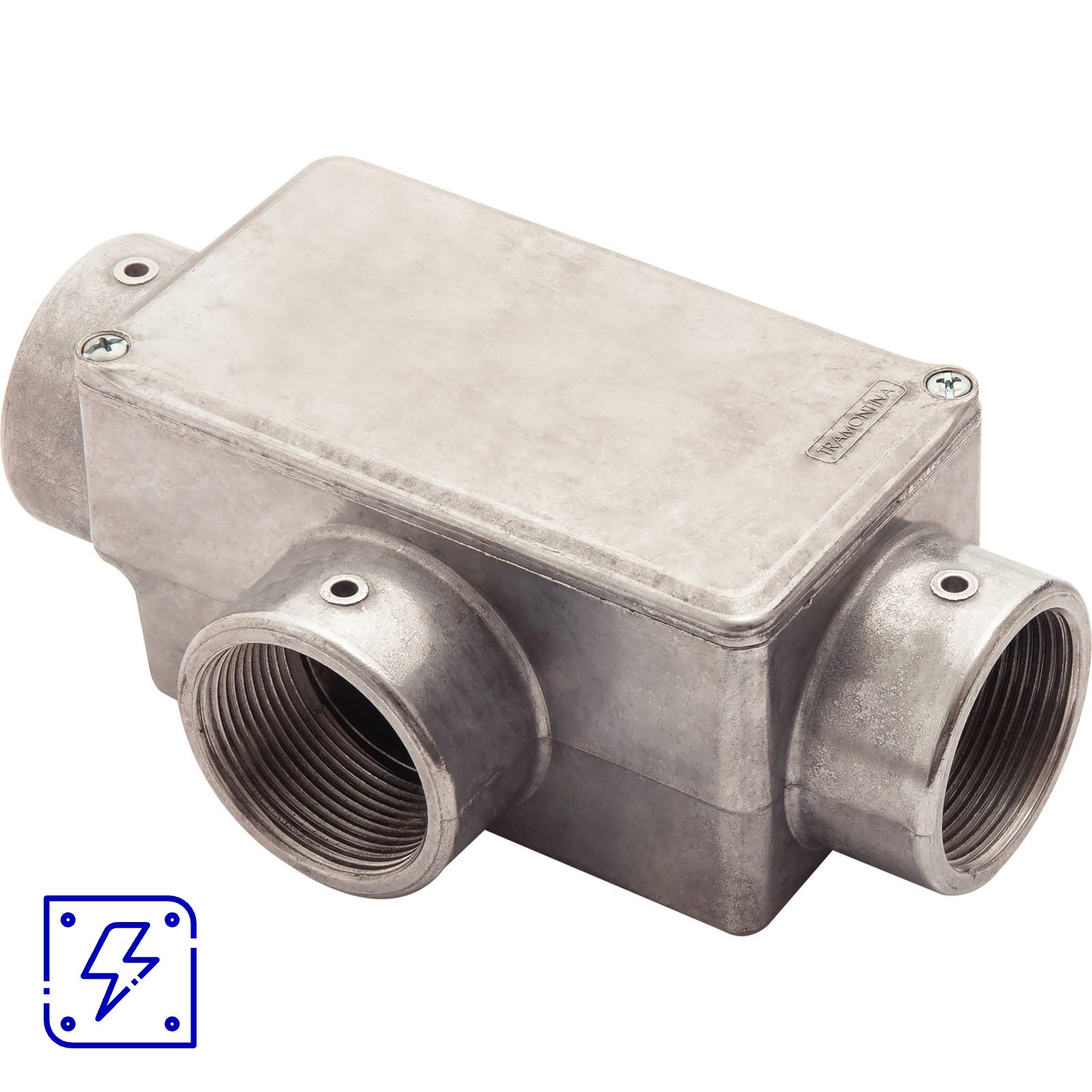 Condulete Tipo T 1.1/2" Fixo Tramontina com Tampa com Rosca BSP e sem Pintura 6 UNIDADES EMB.MINIMA