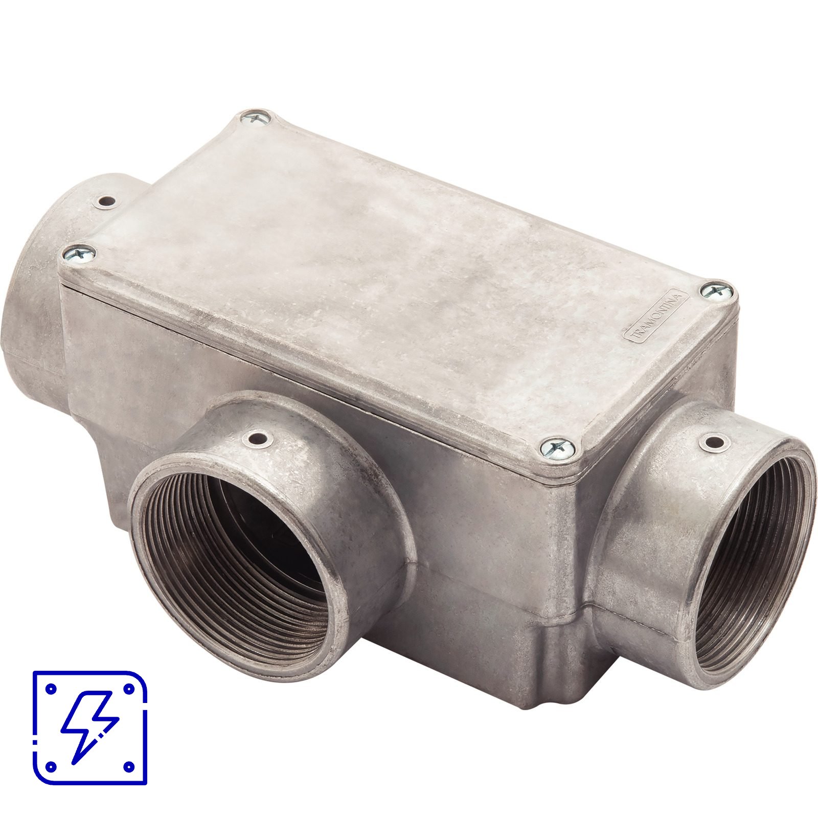 Condulete Tipo T 2" Fixo Tramontina com Tampa com Rosca BSP e sem Pintura 4 UNIDADES EMB.MINIMA