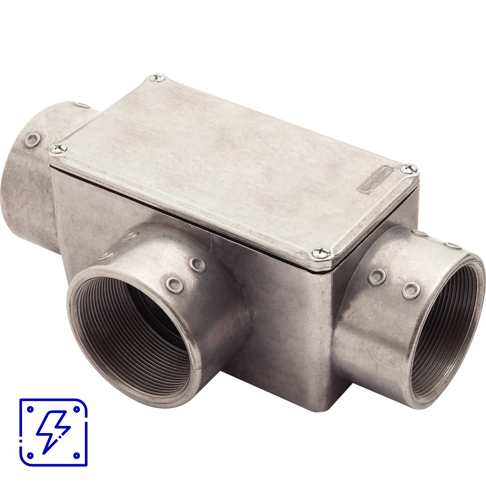 Condulete Tipo T 2.1/2" Fixo Tramontina com Tampa com Rosca BSP e sem Pintura 2 UNIDADES EMB.MINIMA