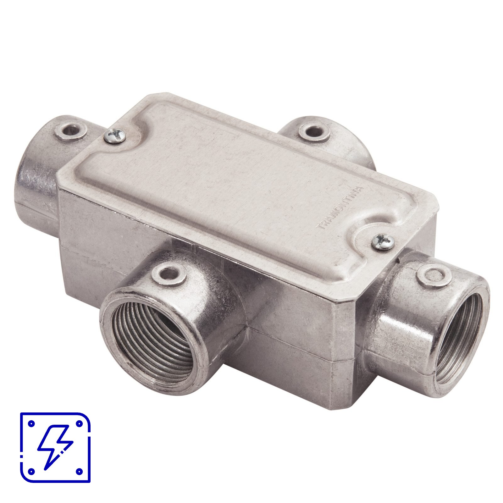 Condulete fixo 1/2" tipo "X" - com tampa, rosca BSP e sem pintura 12 UNIDADES EMB.MINIMA