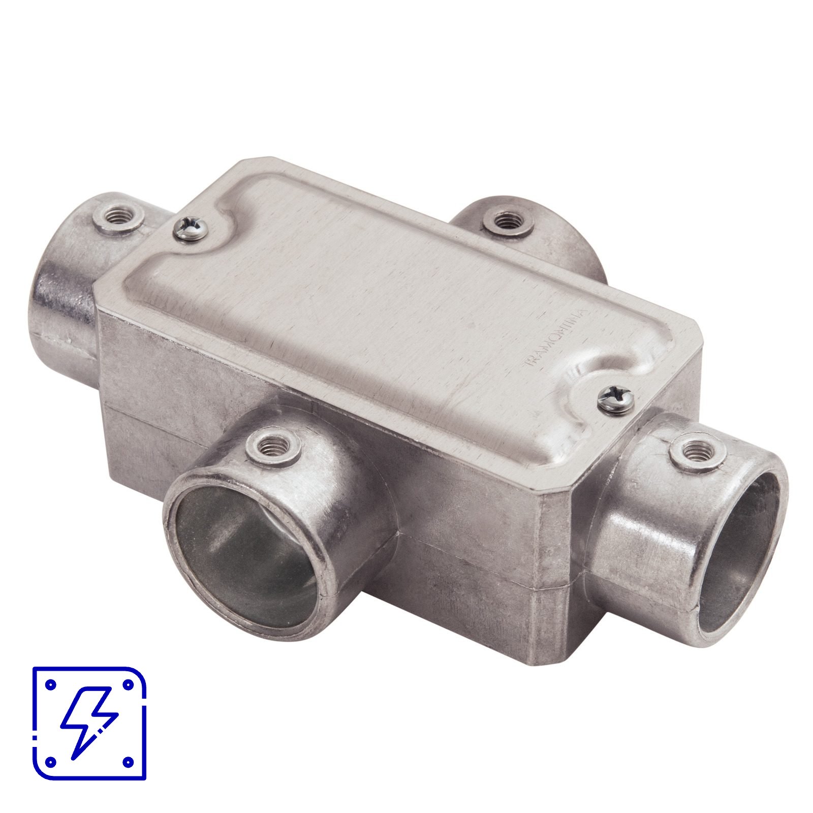 Condulete fixo 3/4" tipo "X" - com tampa / sem rosca / sem pintura 12 UNIDADES EMB.MINIMA