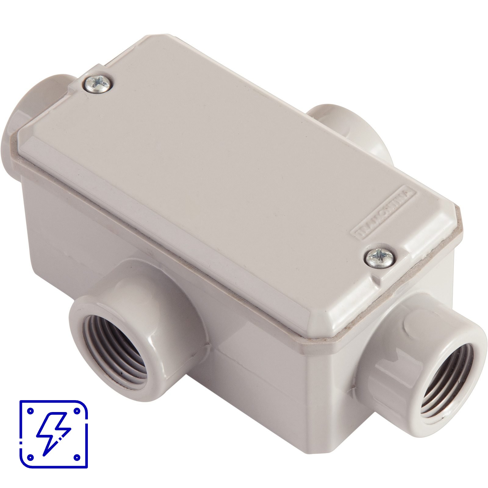 Condulete Tipo X 3/4" Fixo Tramontina com Tampa com Rosca NPT e com Pintura Eletrostática a Pó 12 UNIDADES EMB.MINIMA