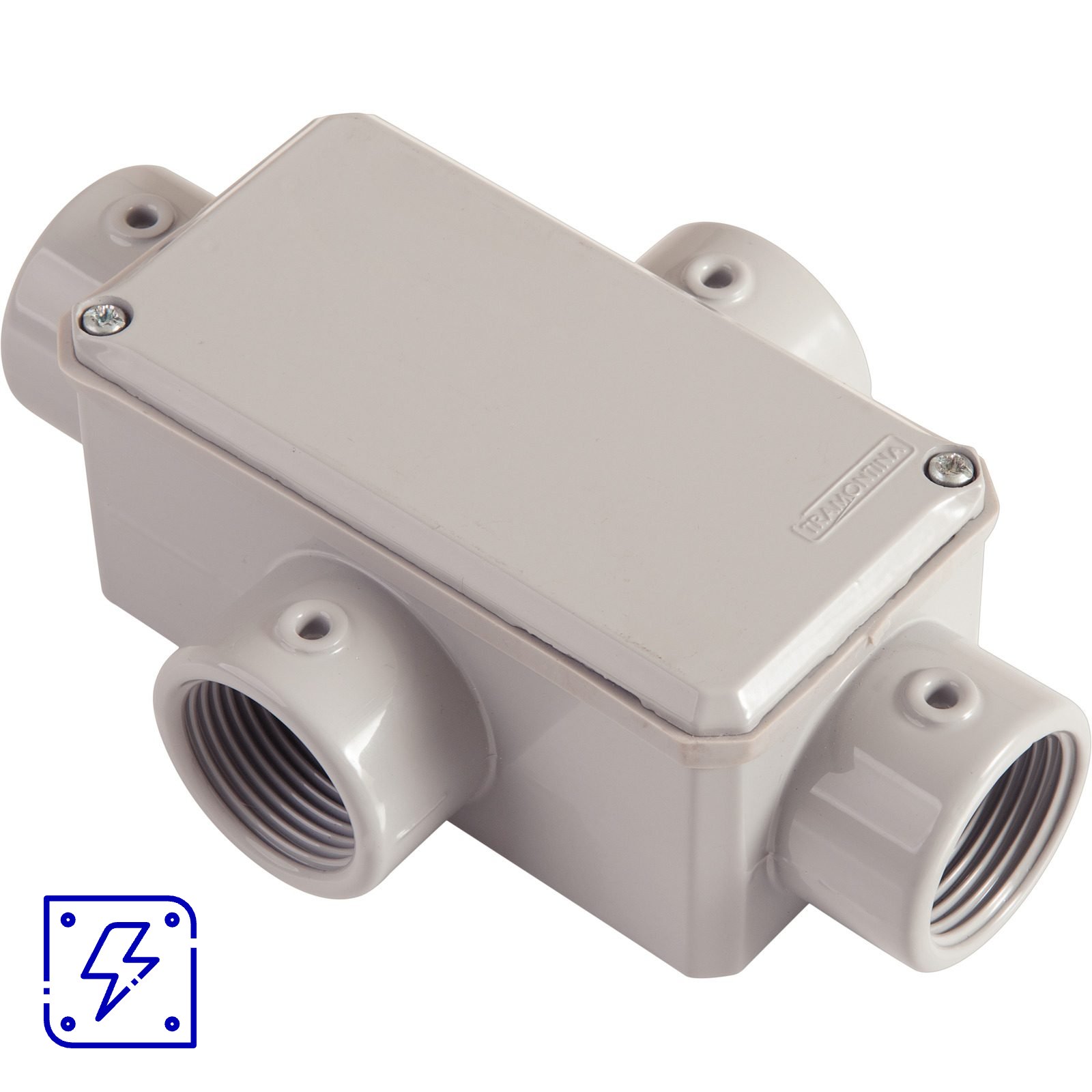 Condulete Tipo X 1.1/2" Fixo Tramontina com Tampa com Rosca NPT e com Pintura Eletrostática a Pó 6 UNIDADES EMB.MINIMA