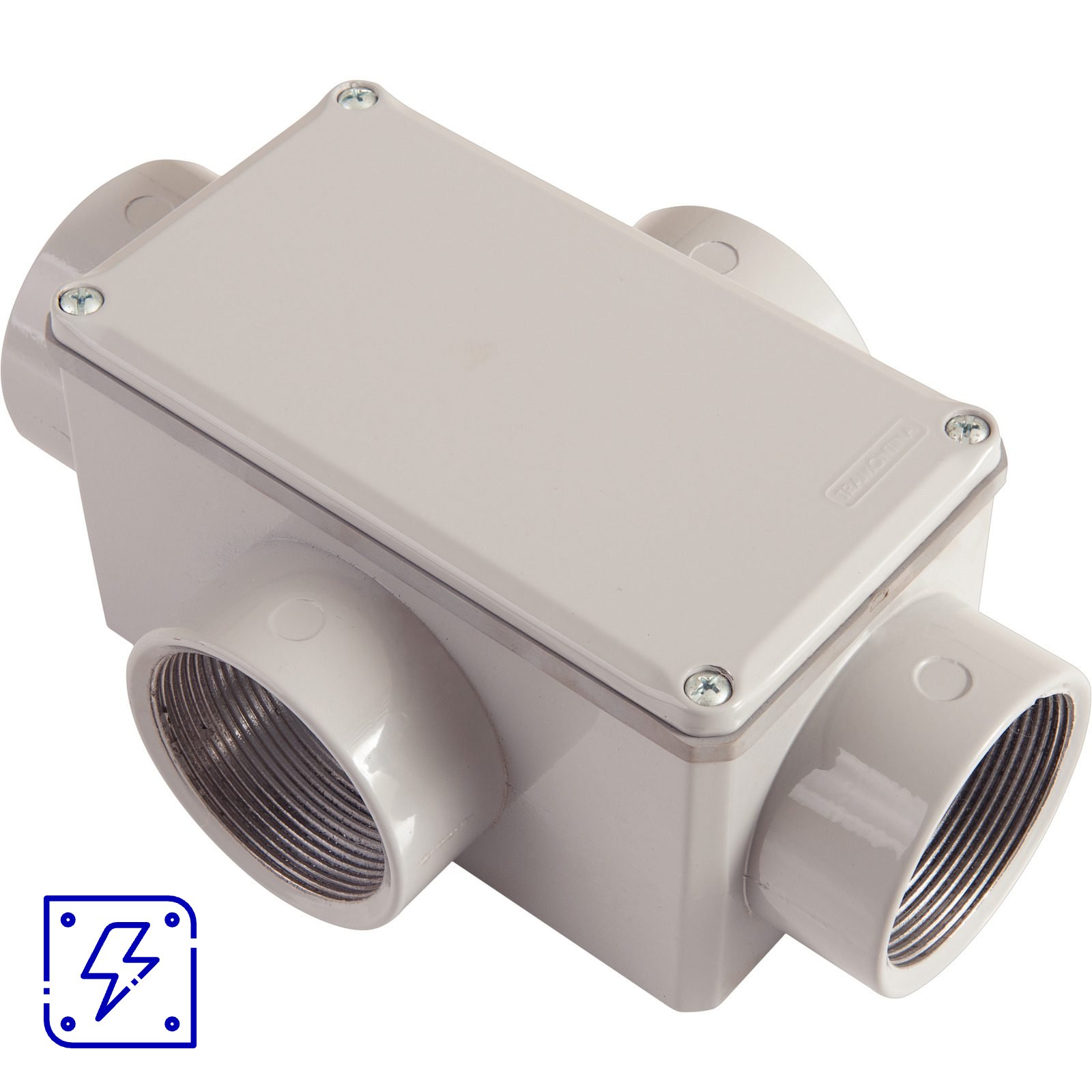 Condulete Tipo X 2" Fixo Tramontina com Tampa com Rosca NPT e com Pintura Eletrostática a Pó 4 UNIDADES EMB.MINIMA