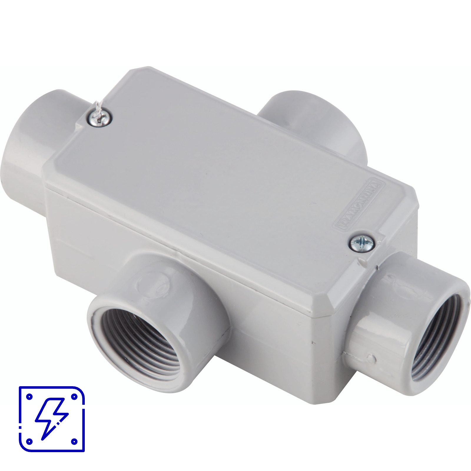 Condulete fixo 1" tipo "X" - com tampa / rosca BSP / com pintura eletrostática a pó 6 UNIDADES EMB.MINIMA