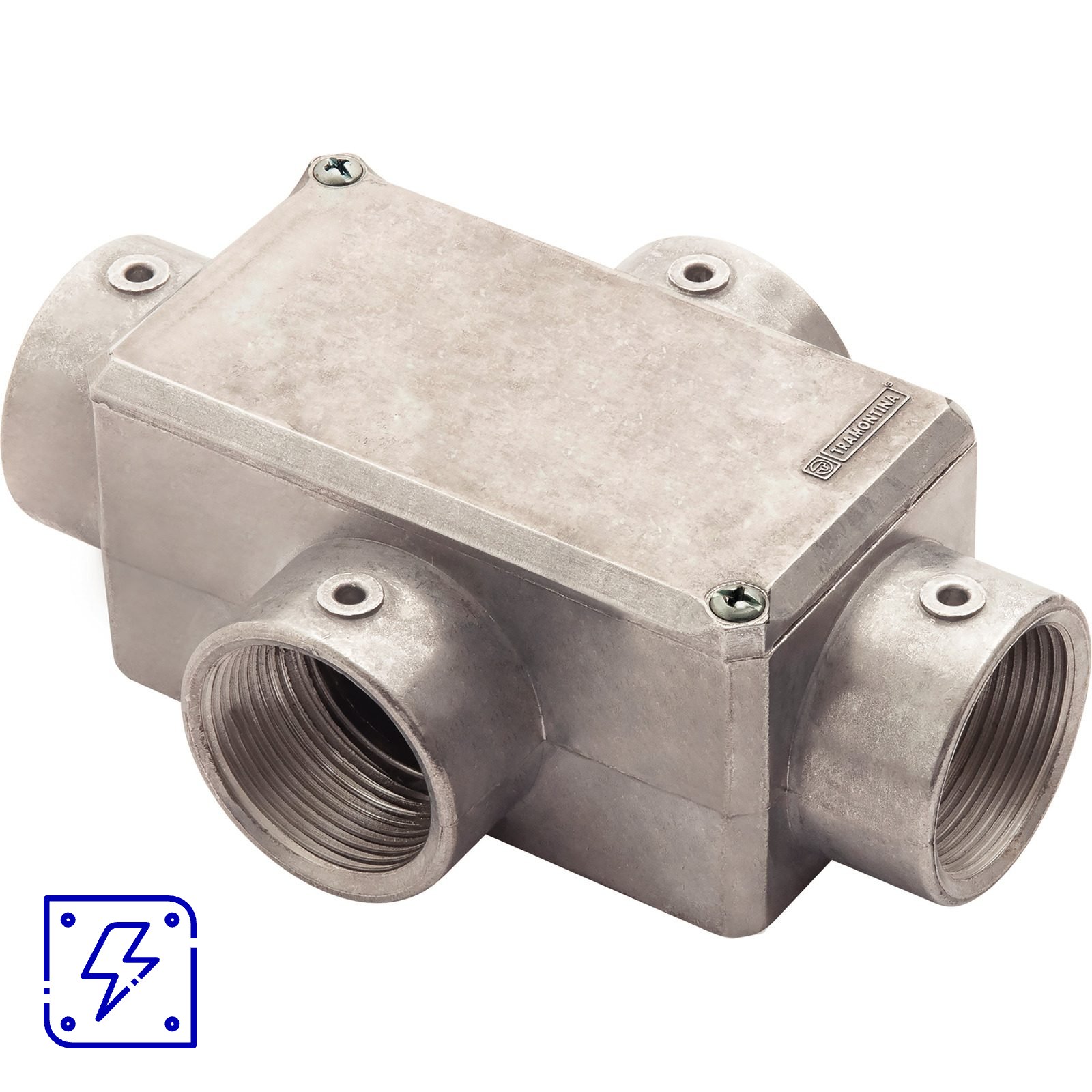 Condulete Tipo X 1.1/2" Fixo Tramontina com Tampa com Rosca BSP e sem Pintura 6 UNIDADES EMB.MINIMA