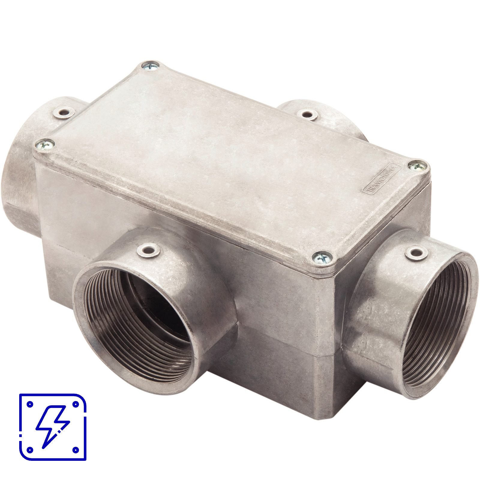 Condulete Tipo X 2" Fixo Tramontina com Tampa com Rosca BSP e sem Pintura 4 UNIDADES EMB.MINIMA