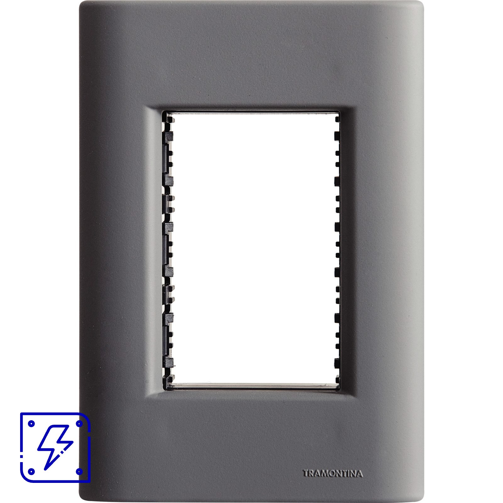 Placa 3 Postos 4x2 Tramontina Giz Titânio Soft Touch com Suporte 20 UNIDADES EMB.MINIMA