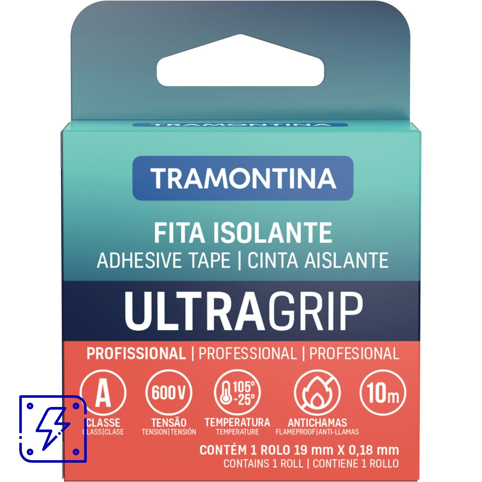 Fita Isolante Classe A 0,18x19 mm Tramontina Preta 10 m 50 UNIDADES EMB.MINIMA