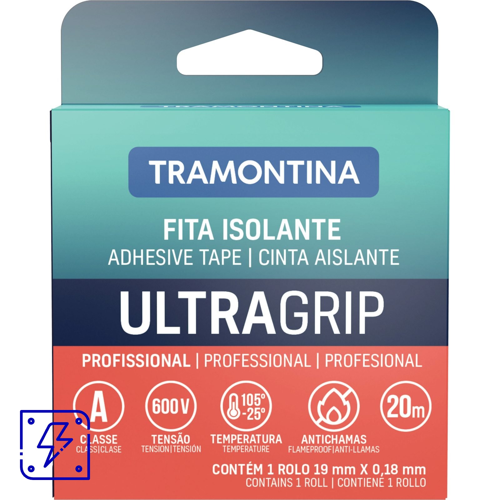 Fita Isolante Classe A 0,18x19 mm Tramontina Preta 20 m 50 UNIDADES EMB.MINIMA