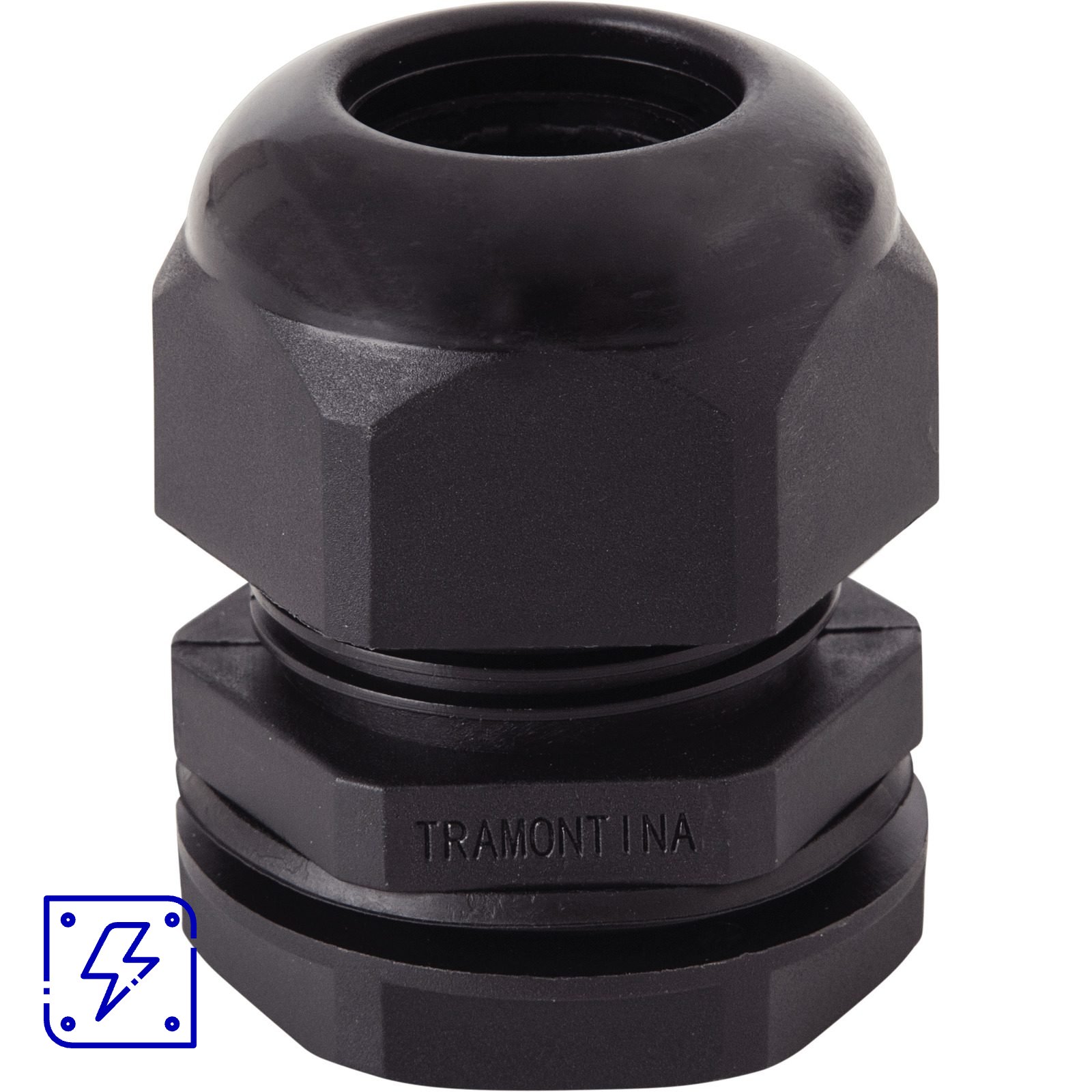 Conector prensa-cabo 1/2 polegada Tramontina em termoplástico preto com bucha 50 UNIDADES EMB.MINIMA